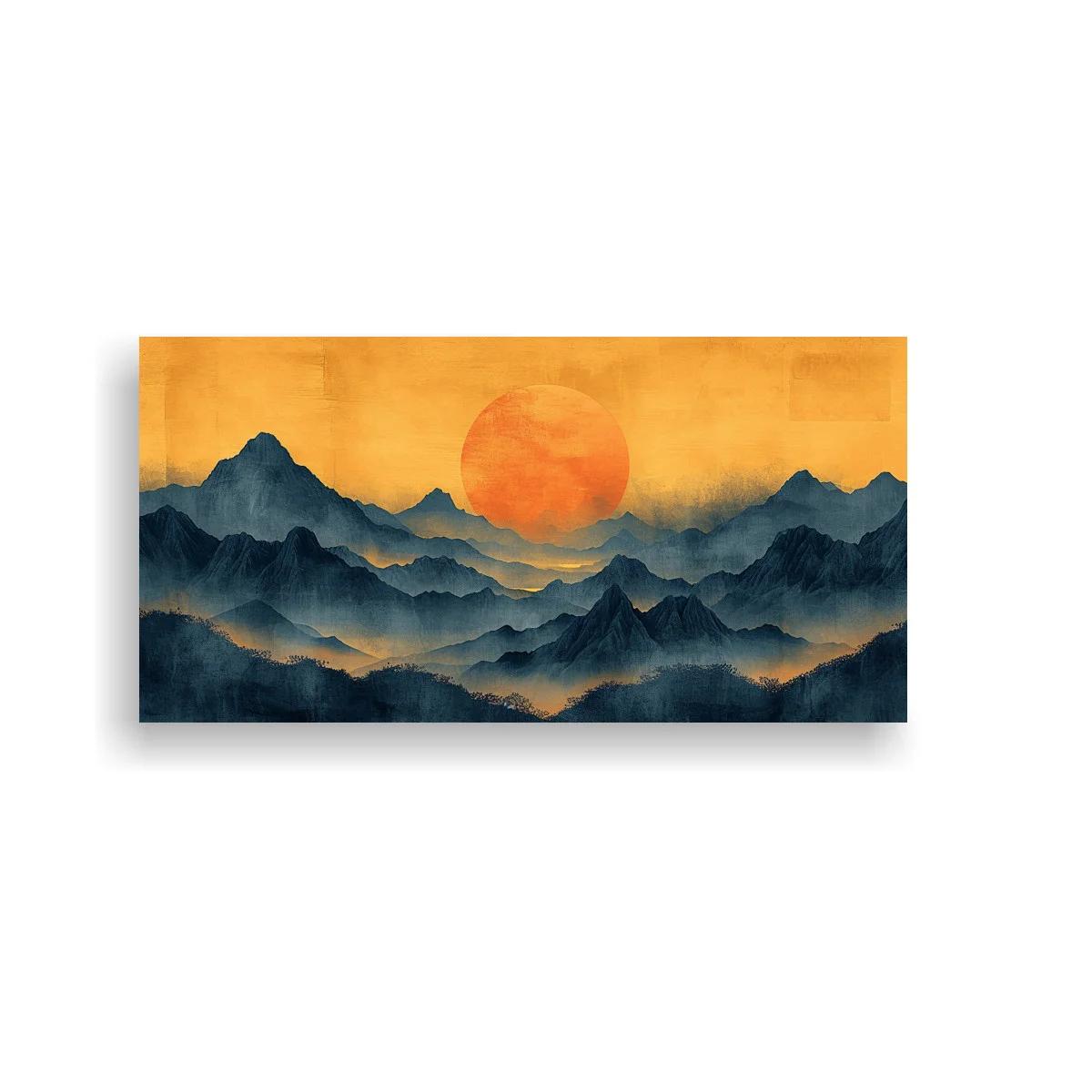 Cuadro sol sobre montañas en capas