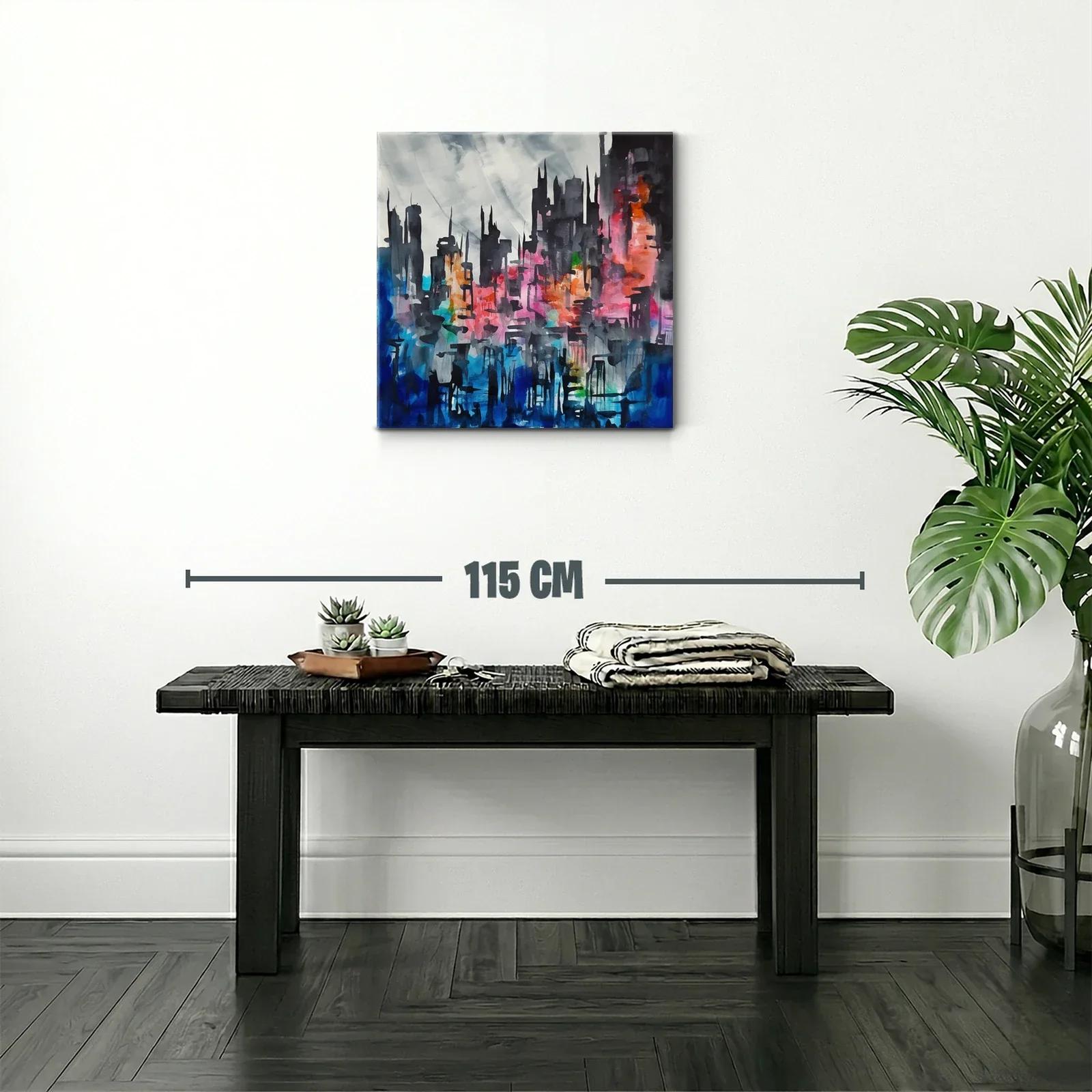 Ciudad abstracta con tonos vibrantes y contrastes intensos — miniatura 2
