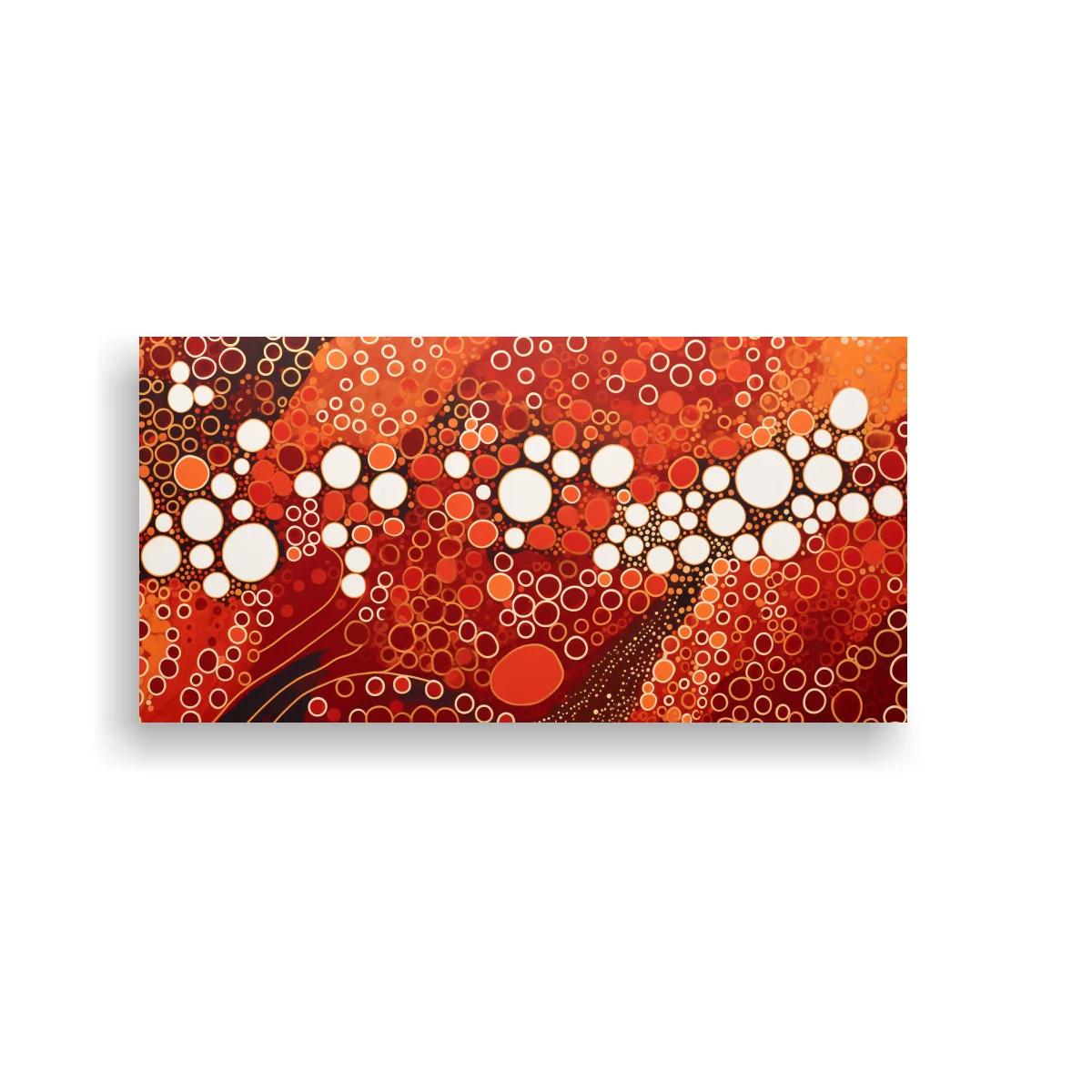 Cuadro patrón de círculos orgánicos en rojo coral y marrón — imagen principal