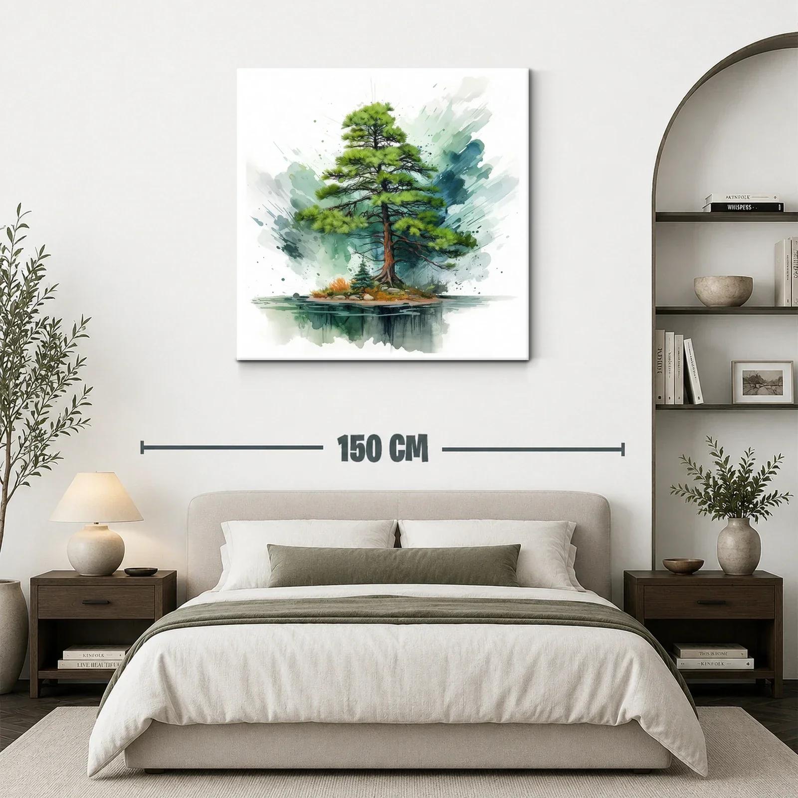 Árbol solitario en isla con reflejo acuoso y tonos verdes — miniatura 3