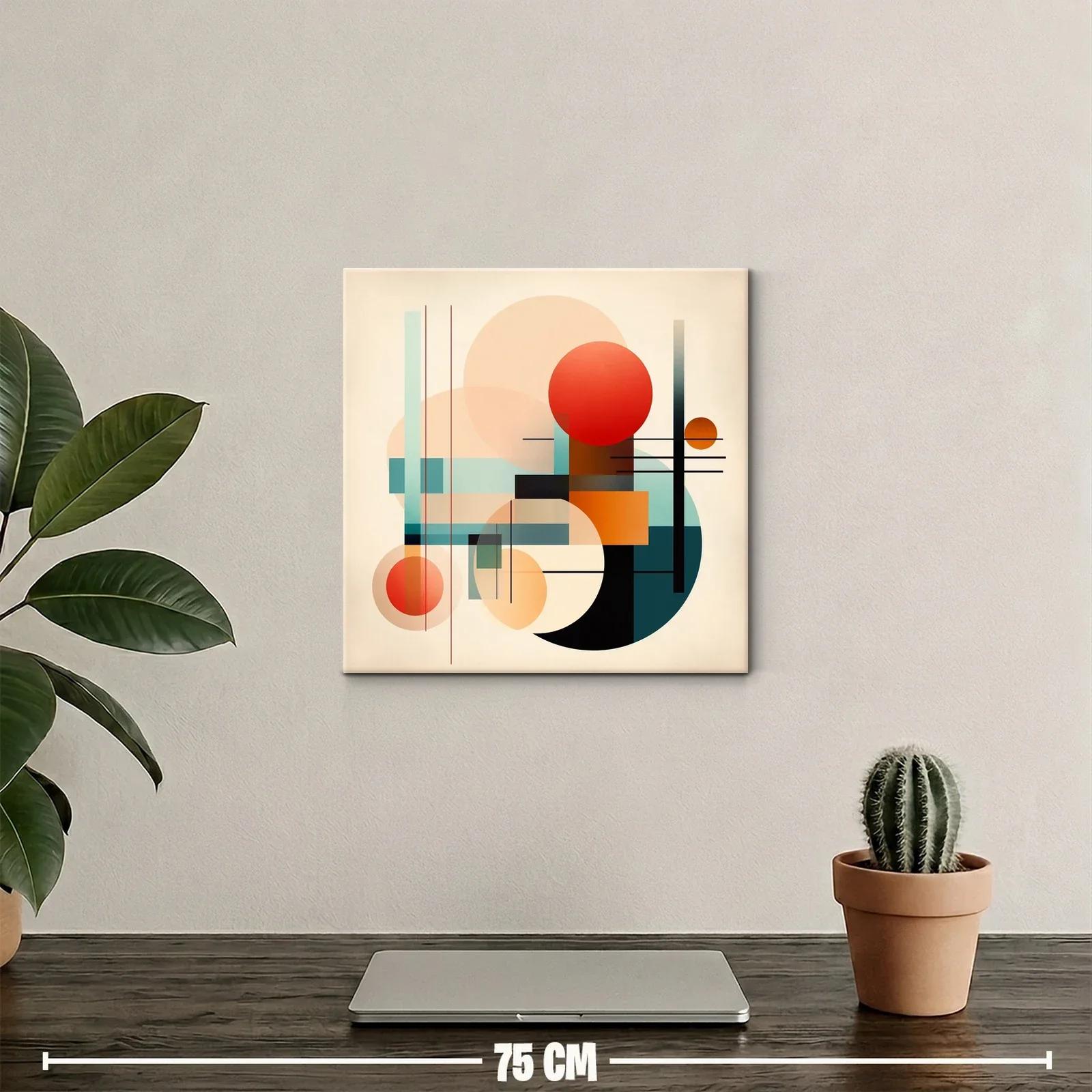 Cuadro abstracto con formas geométricas y paleta cálida — miniatura 2