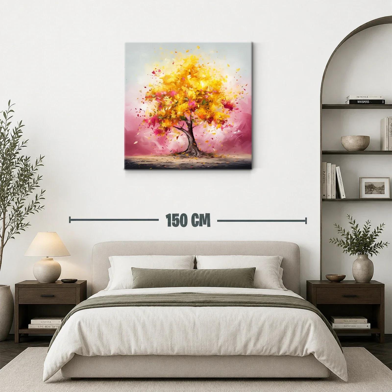 Árbol vibrante con hojas doradas y rosas en movimiento — miniatura 3