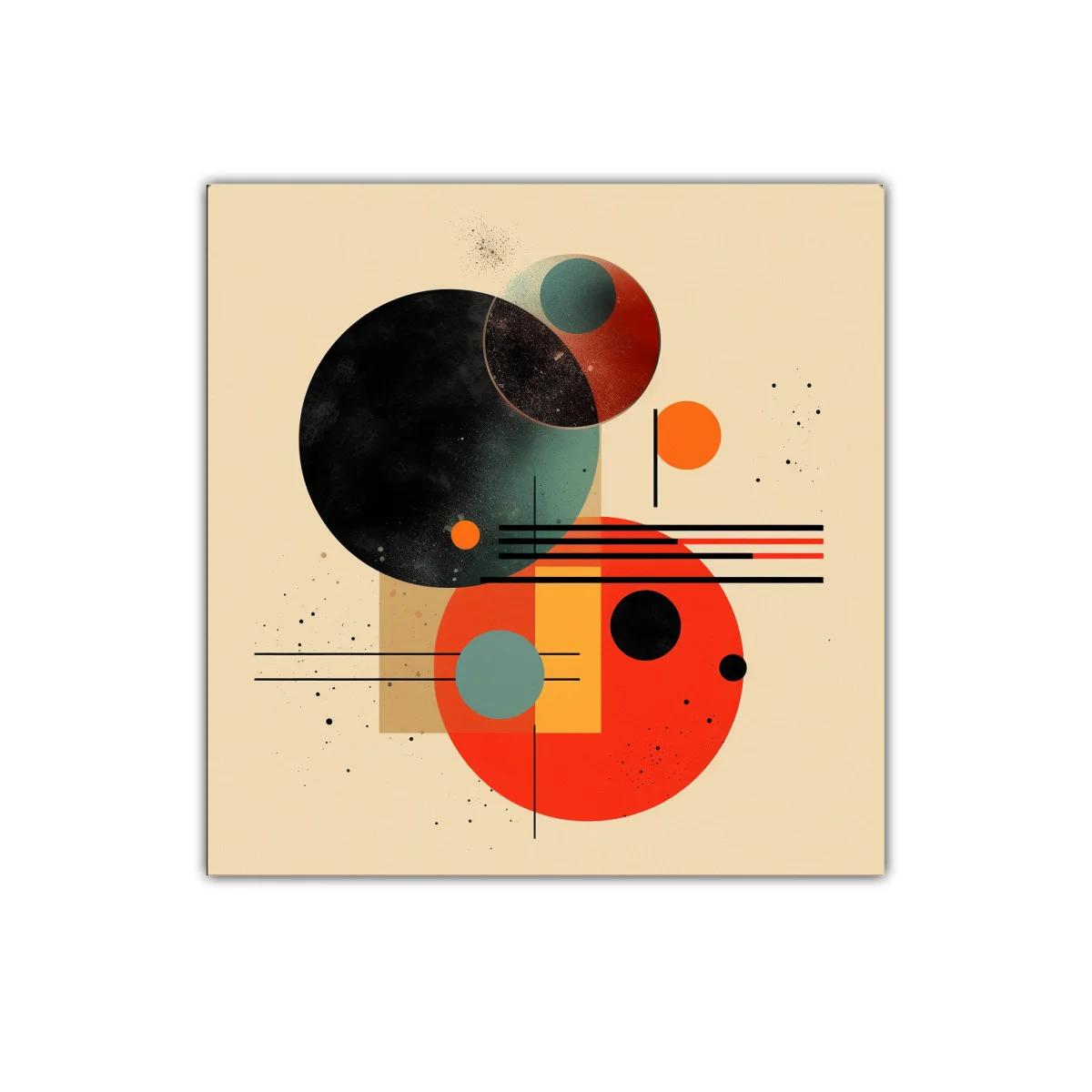 Composición geométrica en tonos cálidos y contrastes vivos