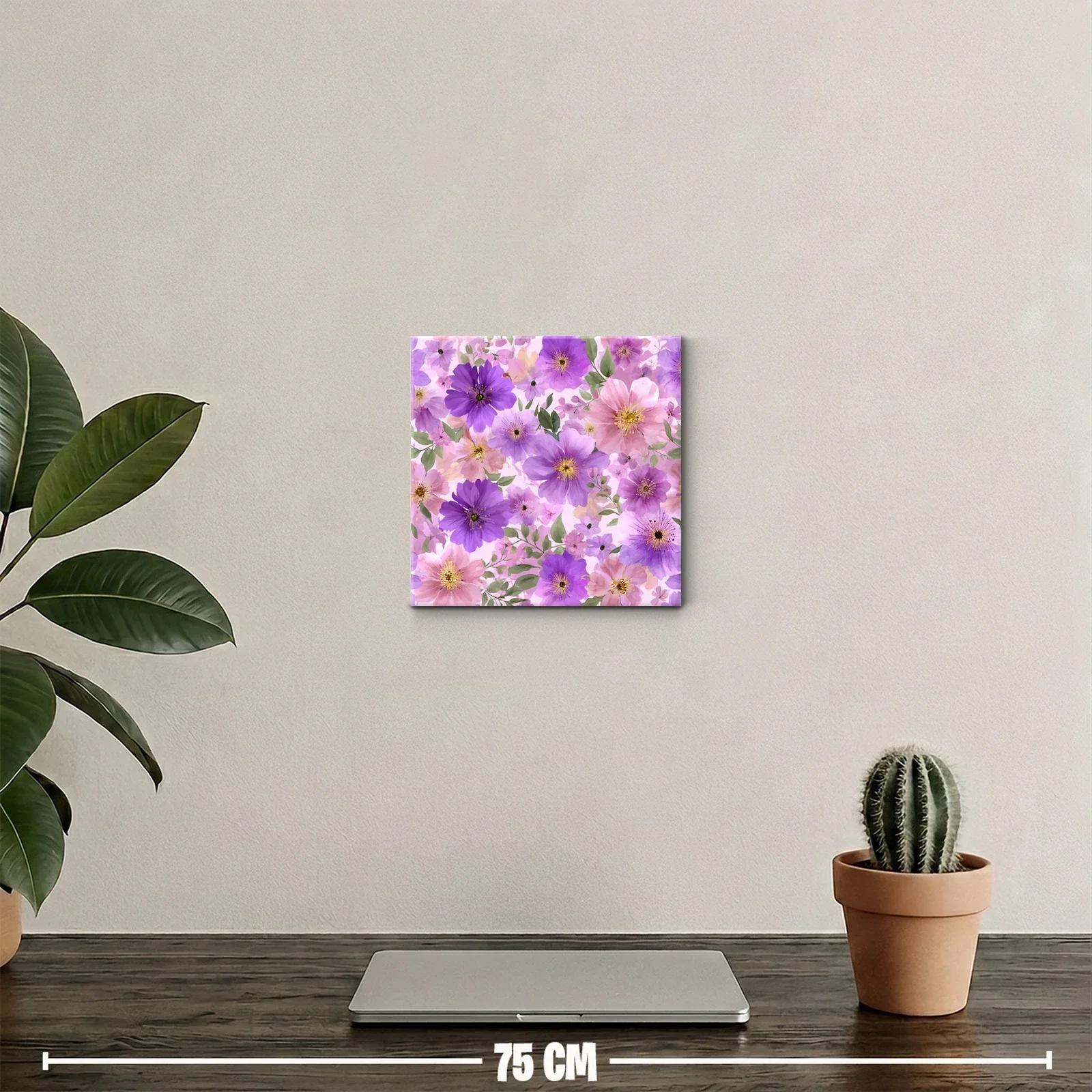 Cuadro floral con delicadas flores en tonos lilas y rosas — miniatura 2
