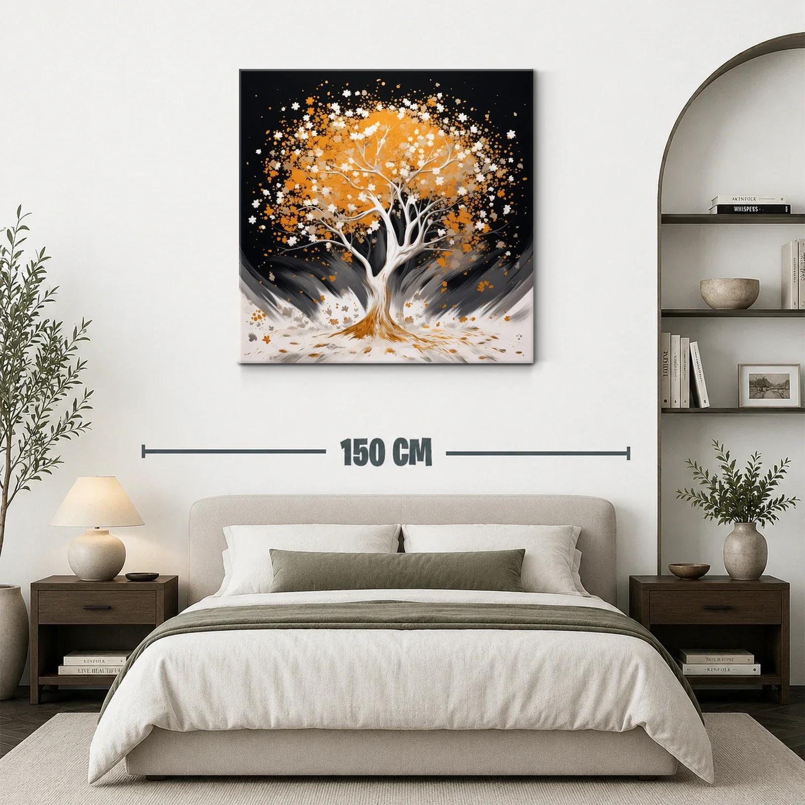 Árbol en tonos cálidos sobre fondo oscuro — miniatura 3