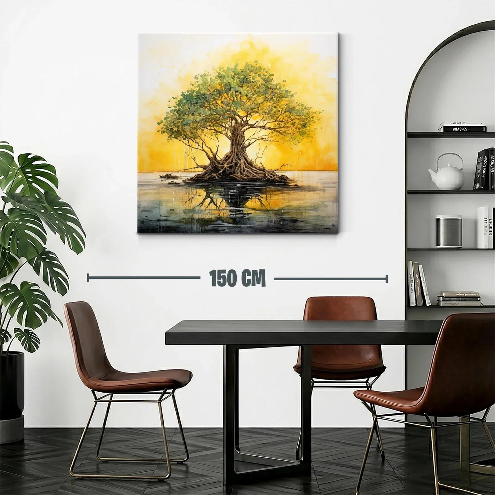 Árbol reflejado en agua con tonos dorados y verdes — miniatura 2