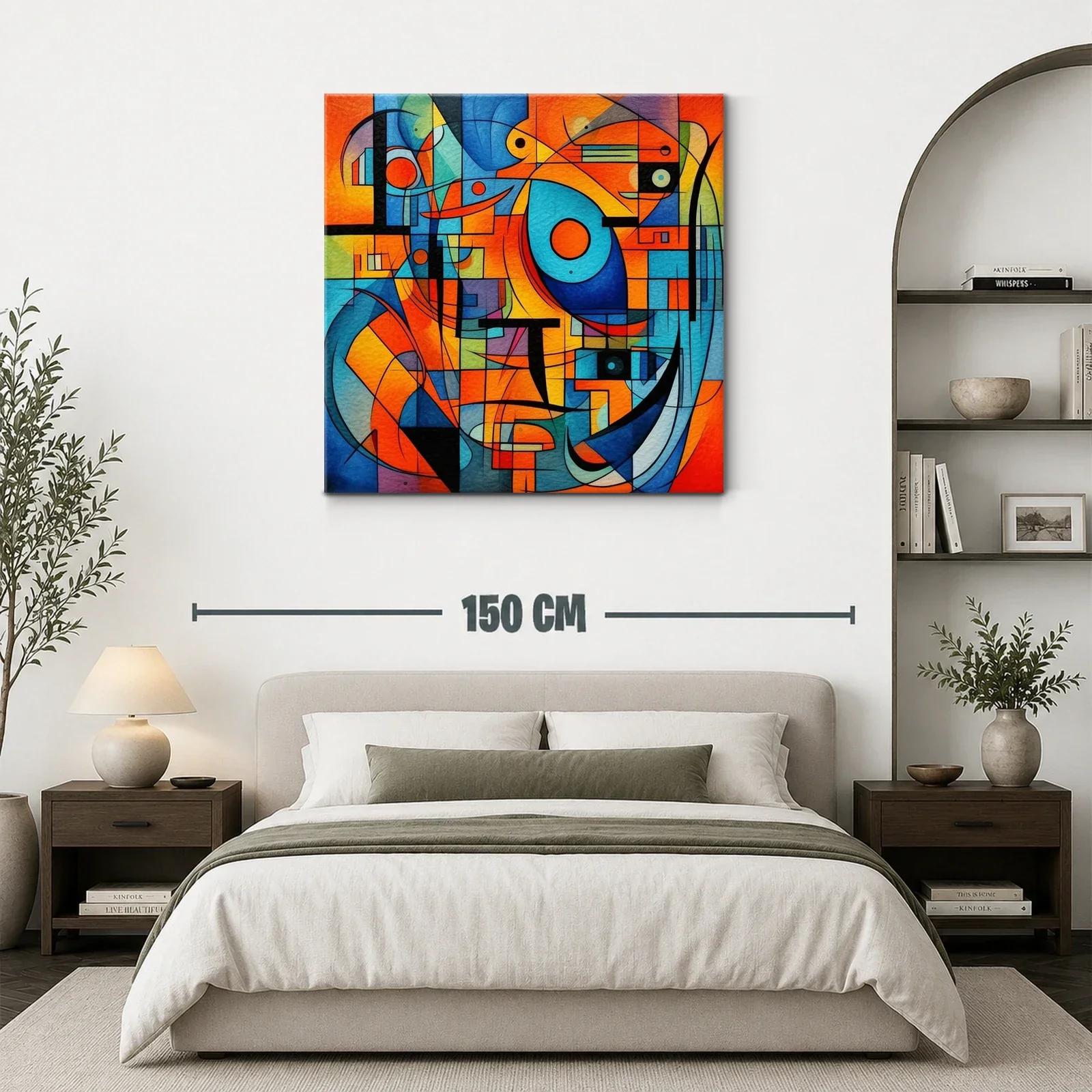 Composición abstracta en tonos cálidos y fríos vibrantes — miniatura 3