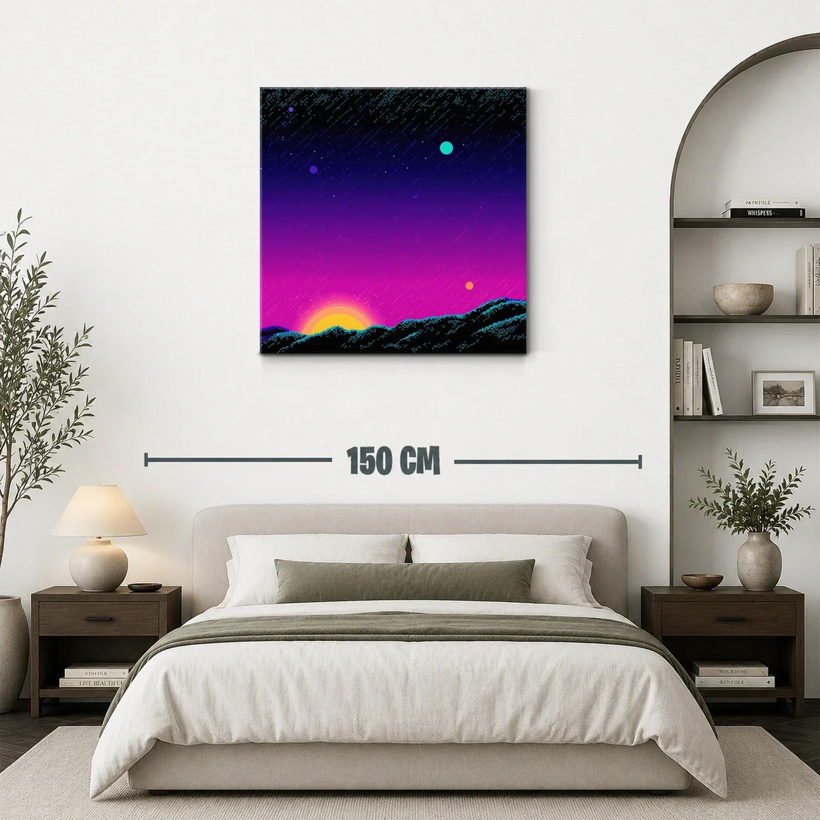 Atardecer cósmico con estrellas y planetas brillantes — miniatura 3