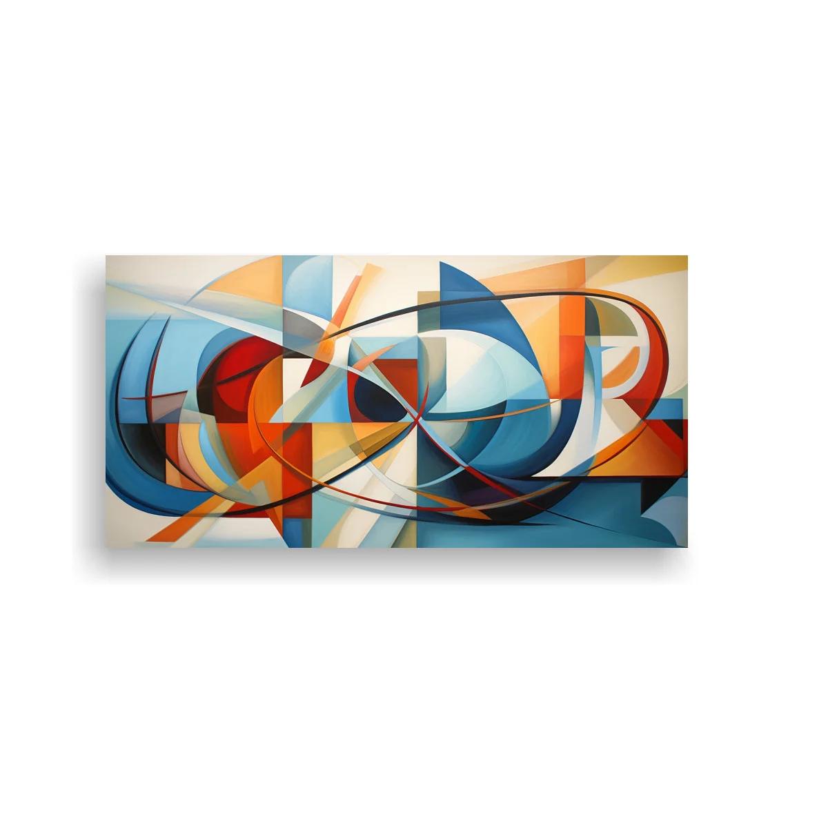 Cuadro composición geométrica abstracta con óvalo y triángulos