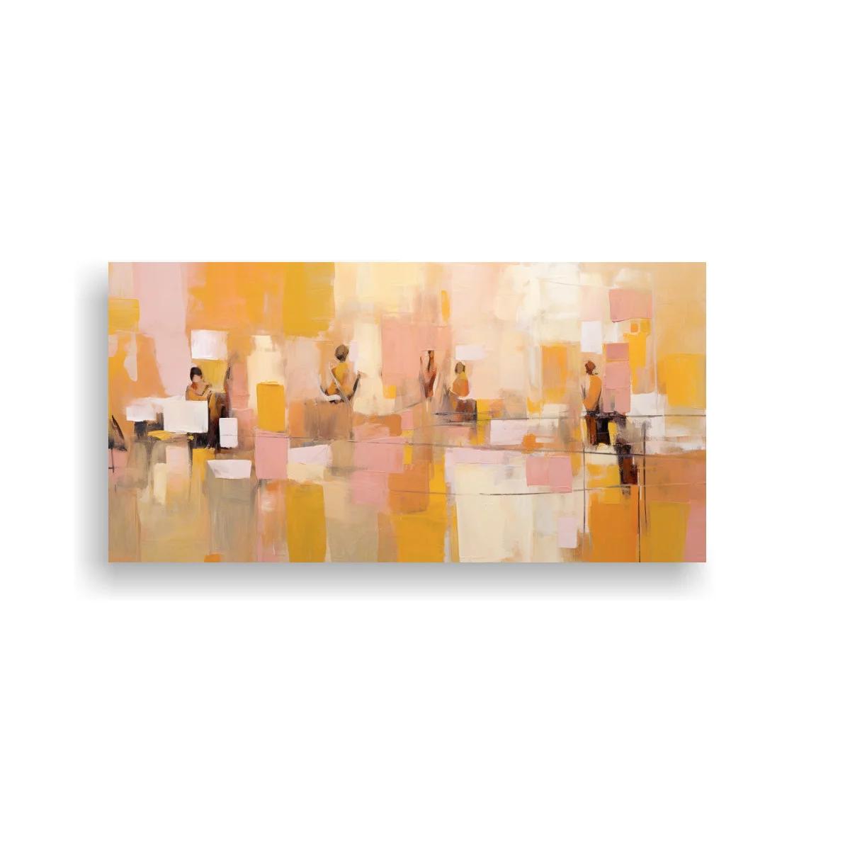 Cuadro figuras humanas abstractas con planos rectangulares y tonos — imagen principal