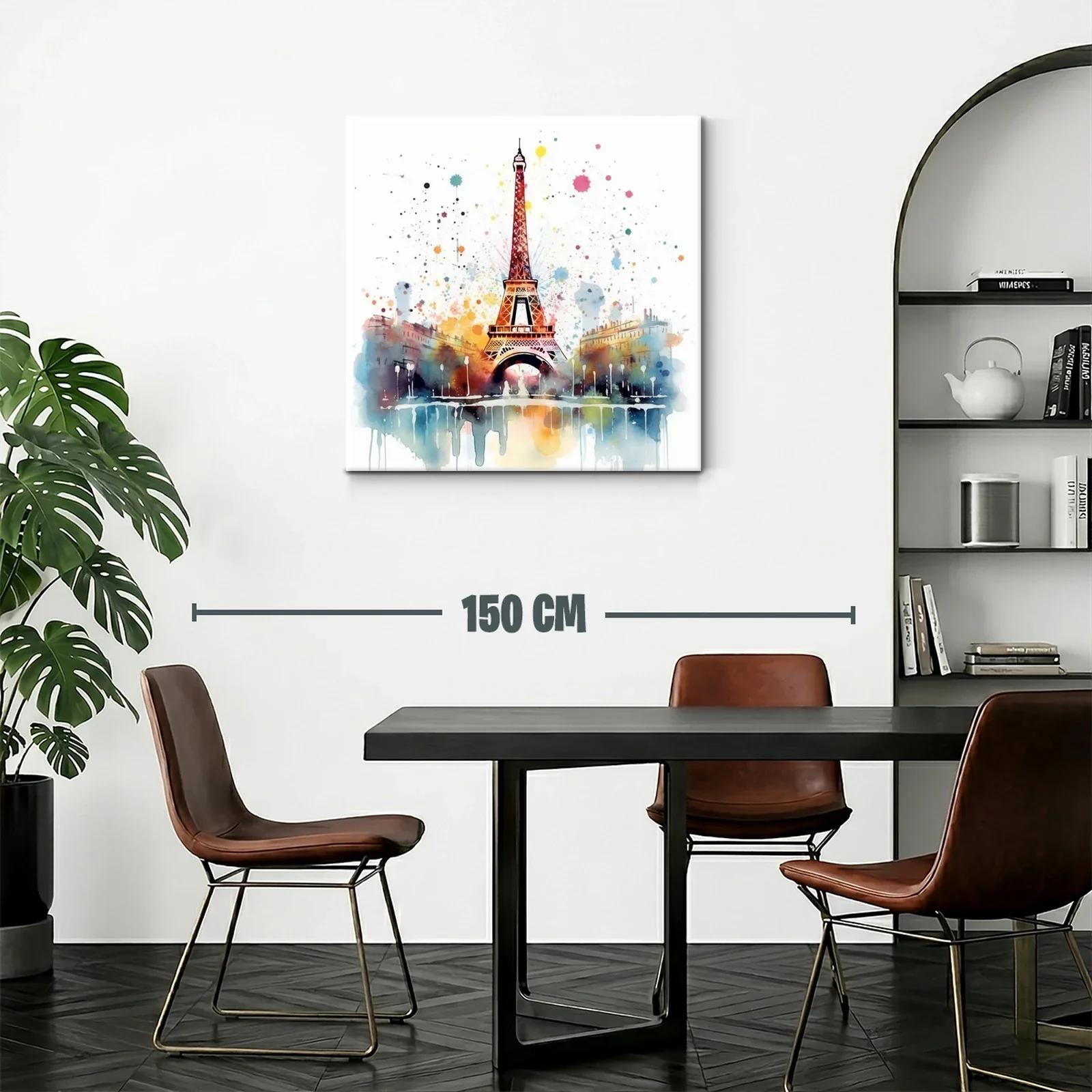 Cuadro Torre Eiffel con efecto acuarela y salpicaduras — miniatura 2