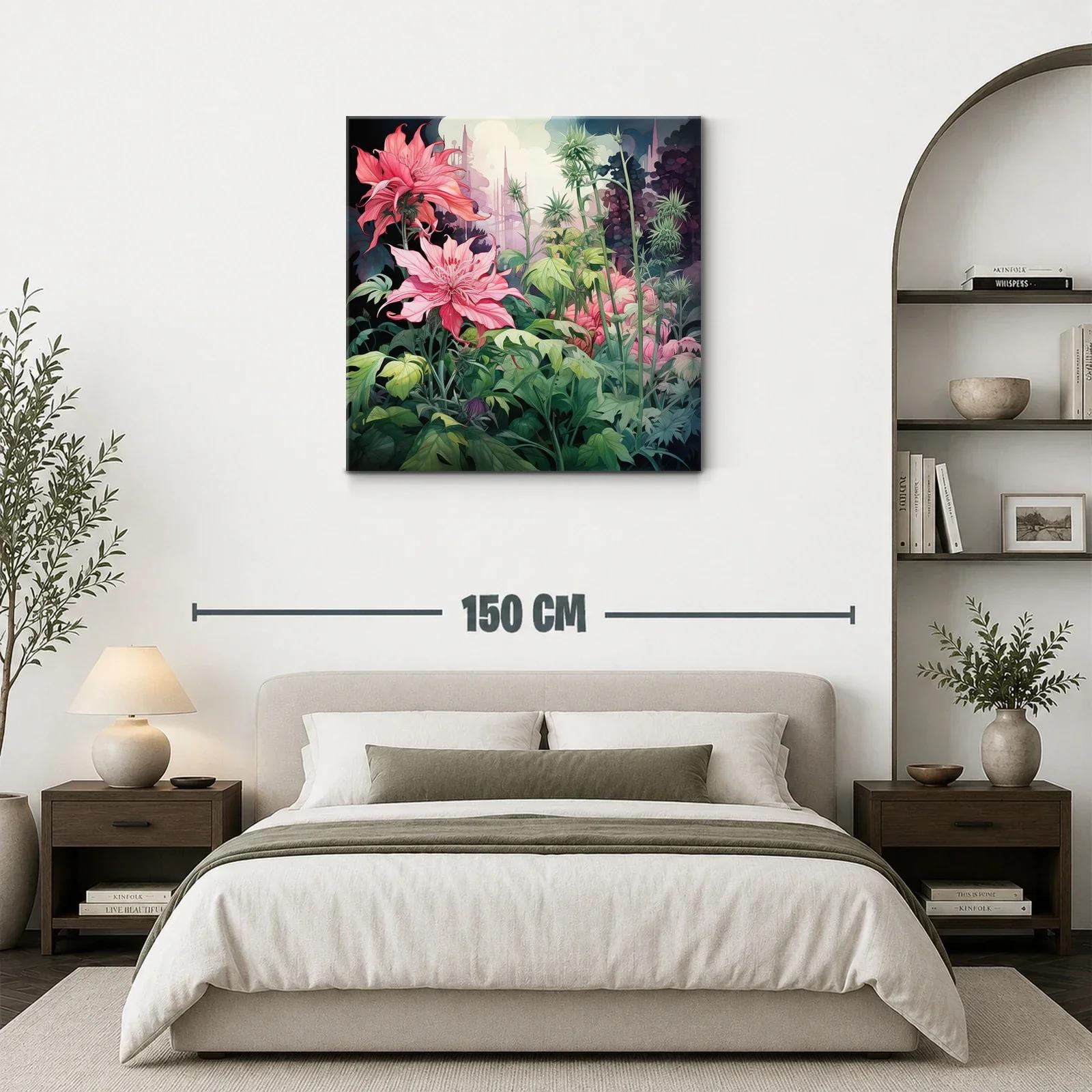 Jardín onírico con flores rosas y follaje exuberante — miniatura 3