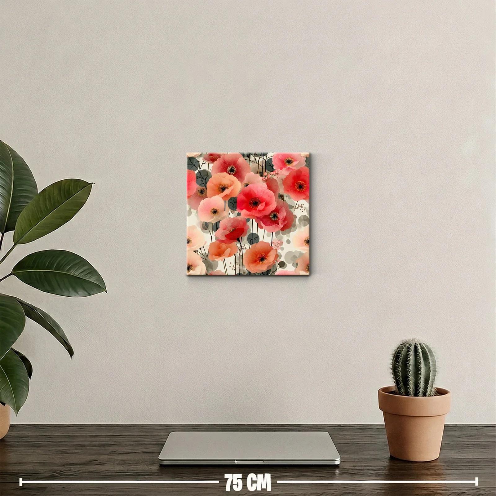 Cuadro decorativo con delicadas flores rojas y coral — miniatura 2