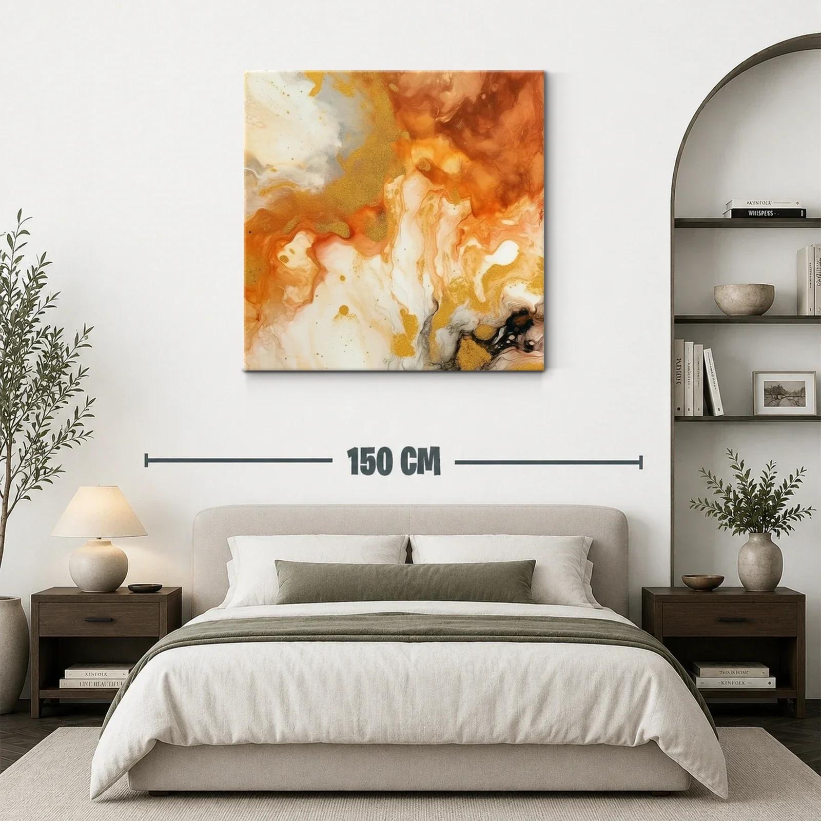 Cuadro abstracto con tonos cálidos y dorados — miniatura 3