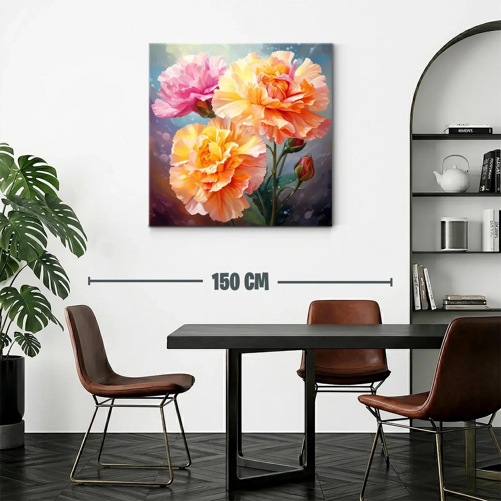 Cuadro floral vibrante con rosas en tonos cálidos y rosas — miniatura 2