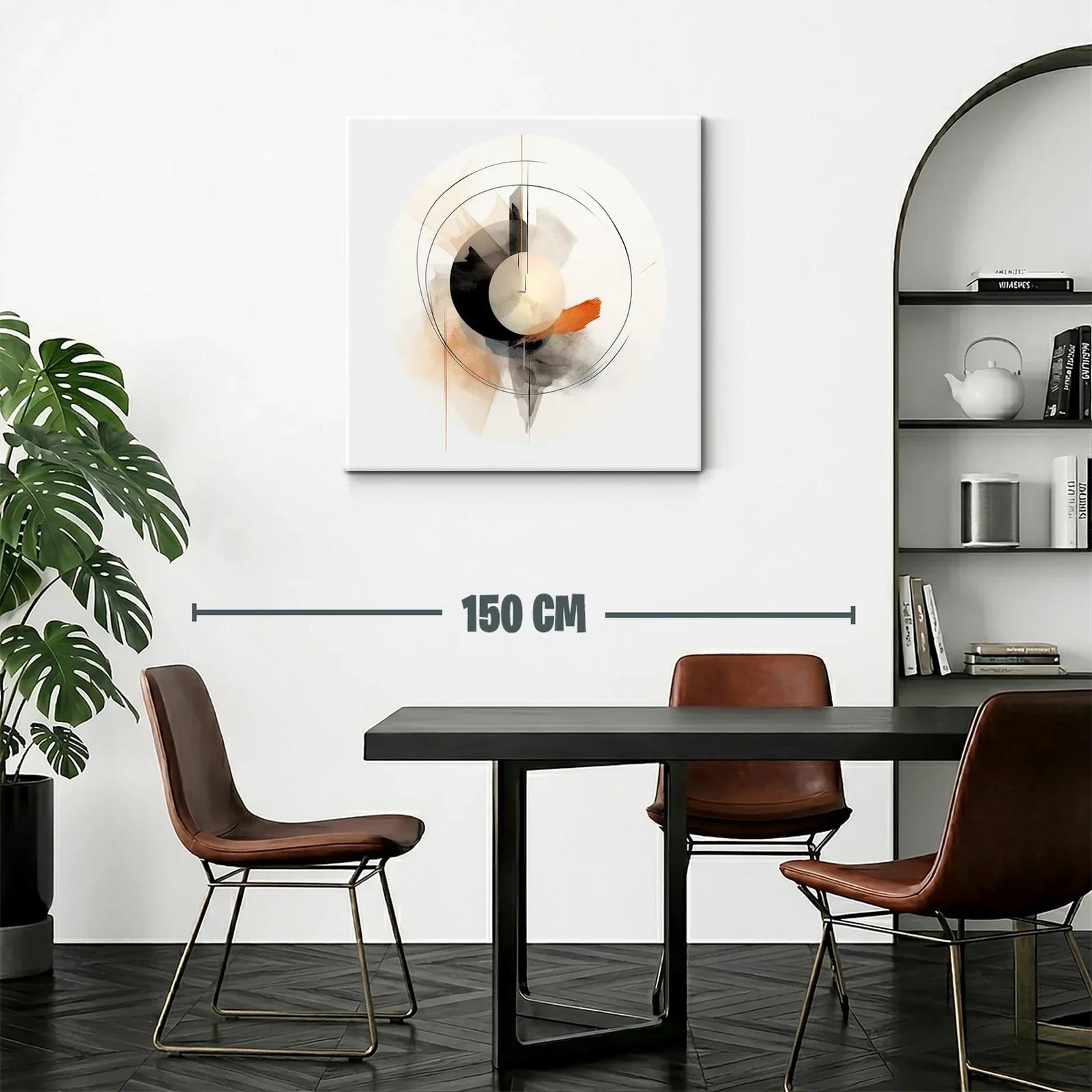 Composición Circular Abstracta en Tonos Neutros y Naranja — miniatura 2