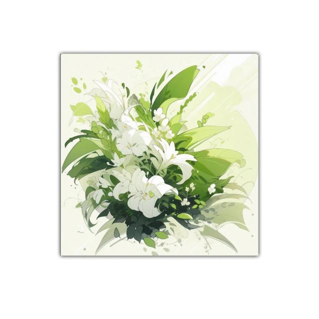 Cuadro decorativo con bouquet elegante y tonos verdes