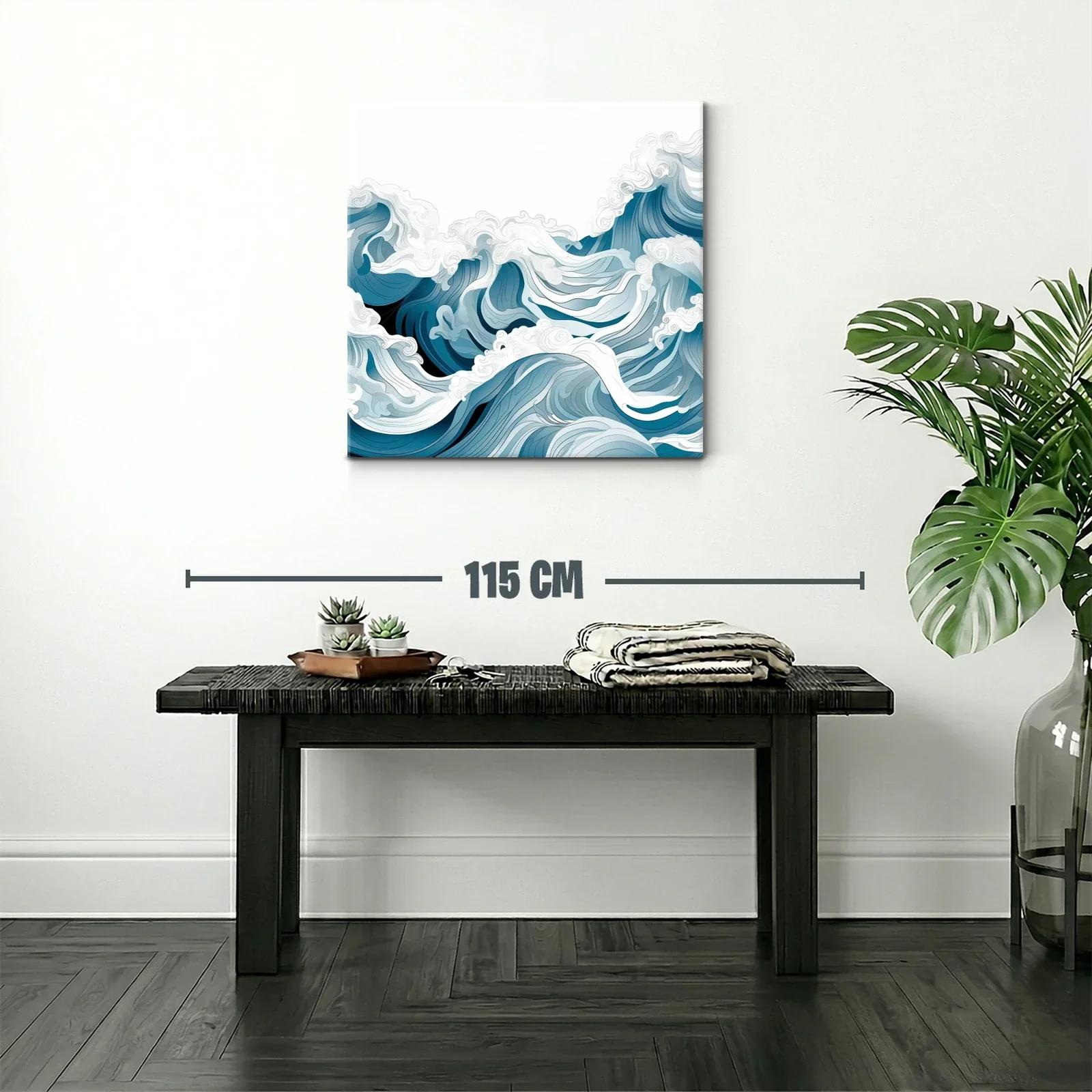 Movimiento fluido de olas en paleta azul y blanco — miniatura 2
