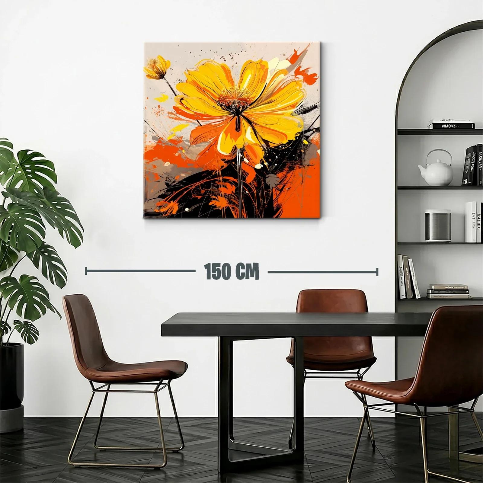 Cuadro vibrante con flor amarilla y naranja explosiva — miniatura 2