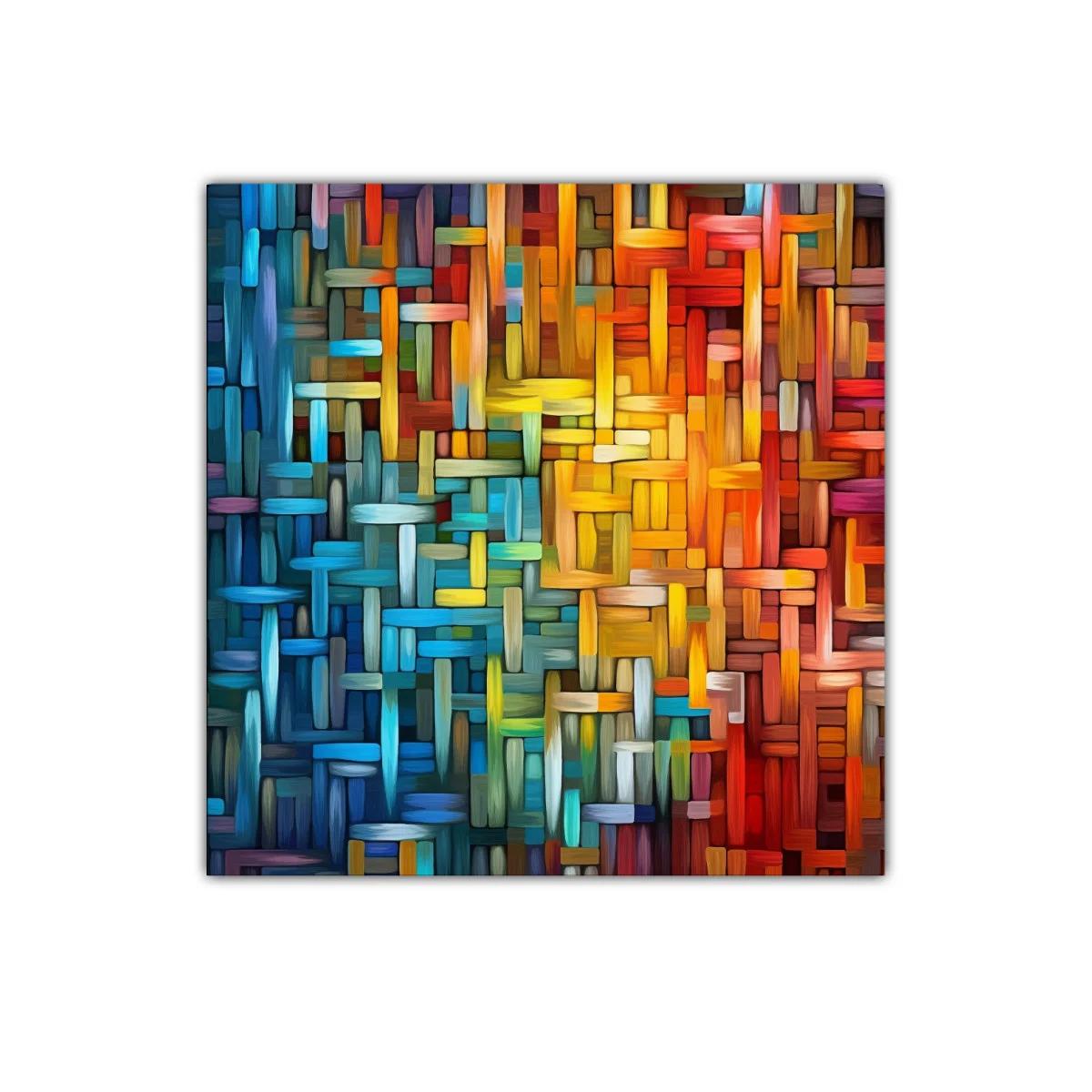 Cuadro abstracto colorido con formas geométricas entrelazadas — imagen principal