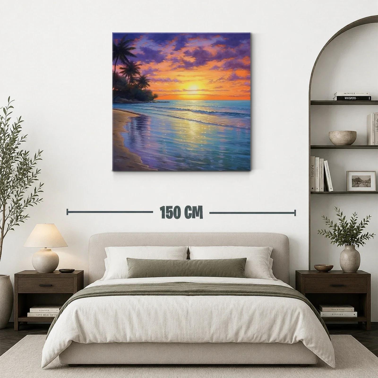 Atardecer tropical con palmeras y reflejos marinos — miniatura 3