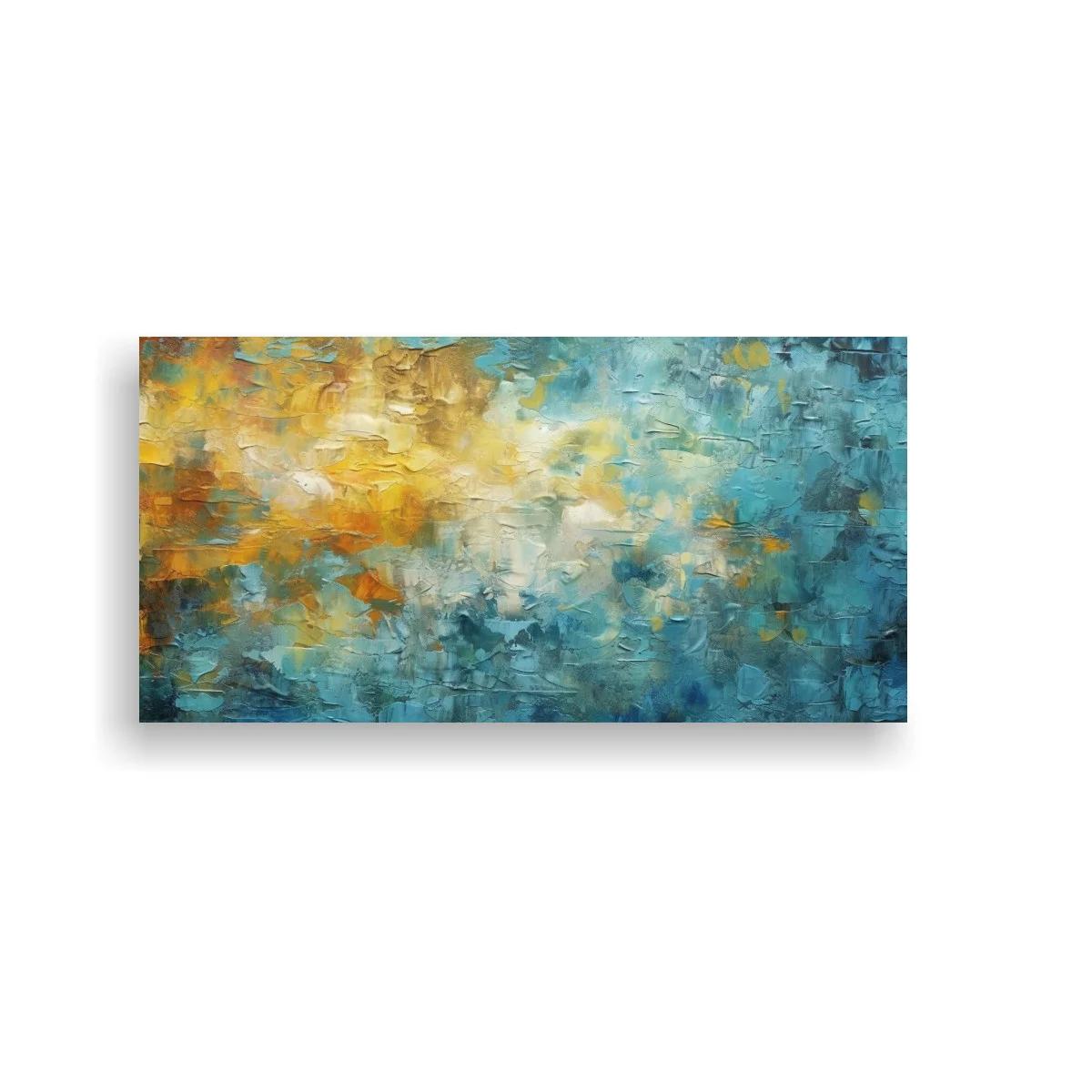 Cuadro textura abstracta en azul y dorado — imagen principal