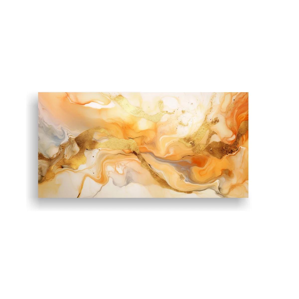 Cuadro abstracción marmolada ámbar con vetas sinuosas