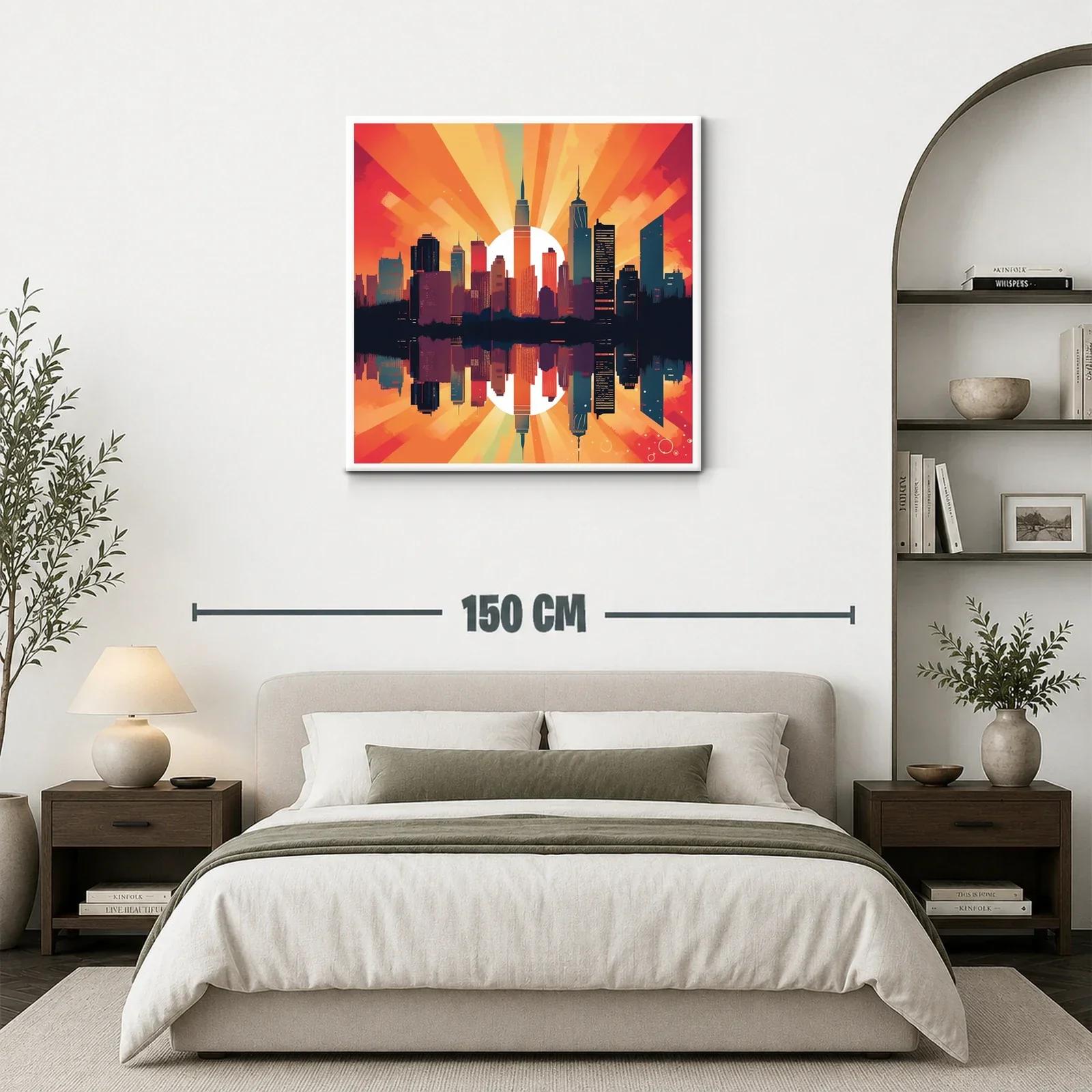 Atardecer urbano con reflejo sobre el agua vibrante — miniatura 3