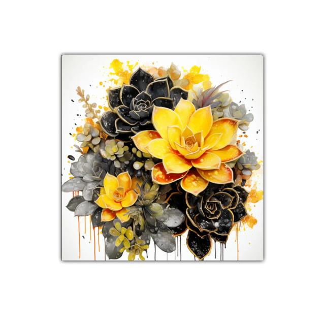 Elegancia natural en suculentas amarillas y negras vibrantes