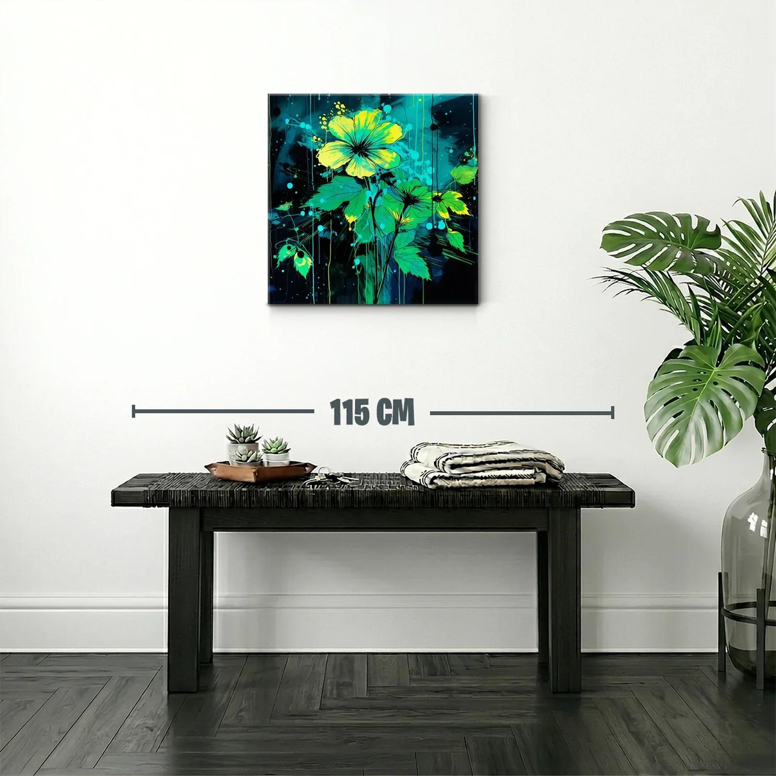Cuadro floral vibrante en tonos verdes y amarillos — miniatura 2