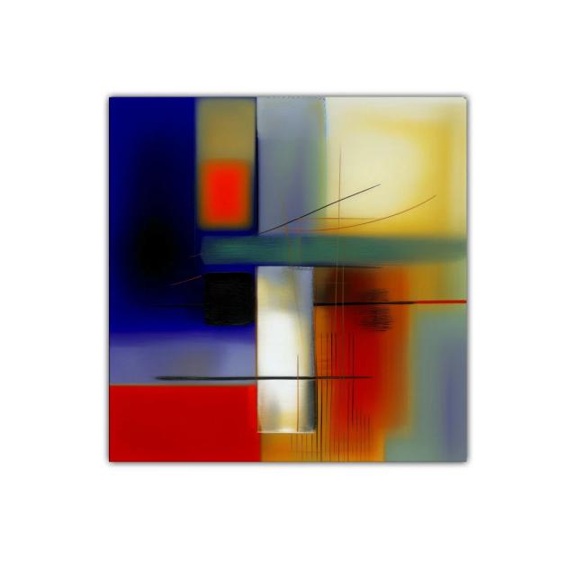 Cuadro abstracto con contraste de colores vibrantes y líneas definidas