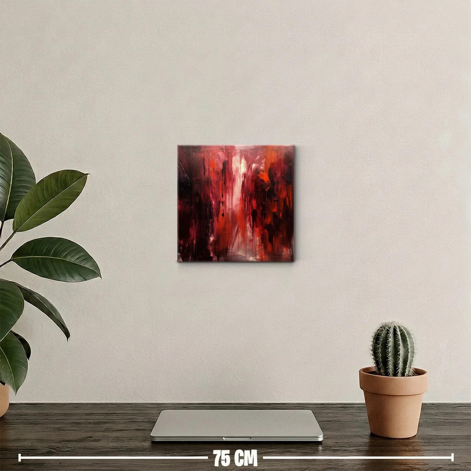 Cuadro abstracto en tonos rojos y burdeos vibrantes — miniatura 2