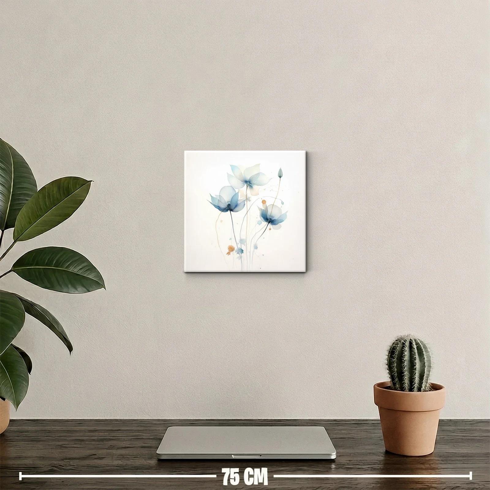 Cuadro floral con tonos suaves en azul y beige — miniatura 2
