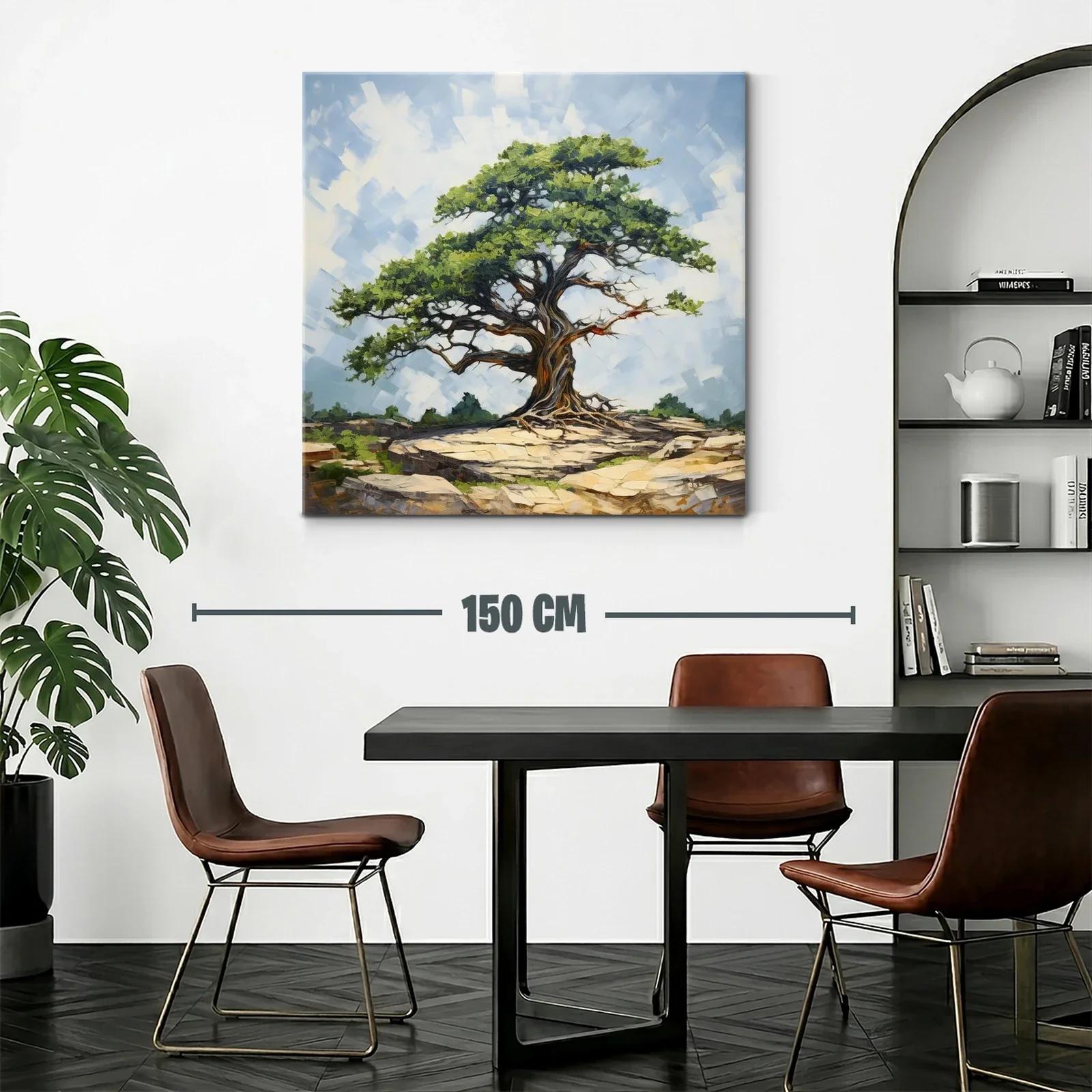 Árbol solitario sobre rocas en paisaje sereno — miniatura 2