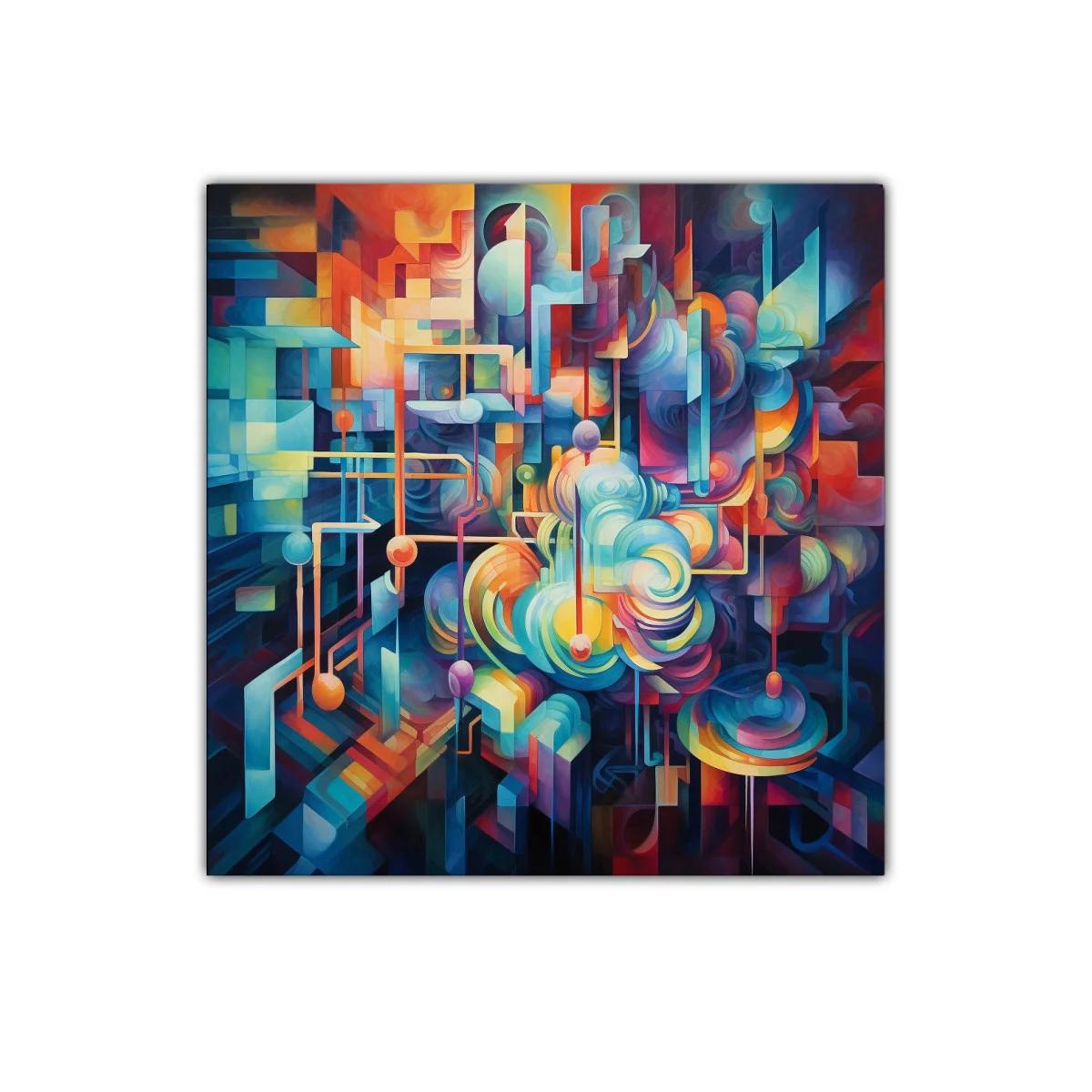 Composición abstracta con formas geométricas y colores vivos — imagen principal