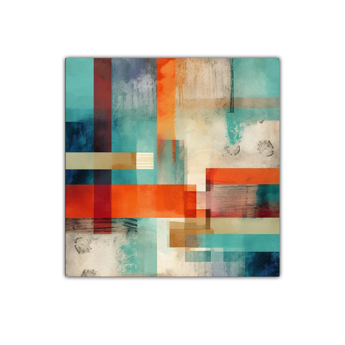 Composición abstracta con formas geométricas y colores vibrantes