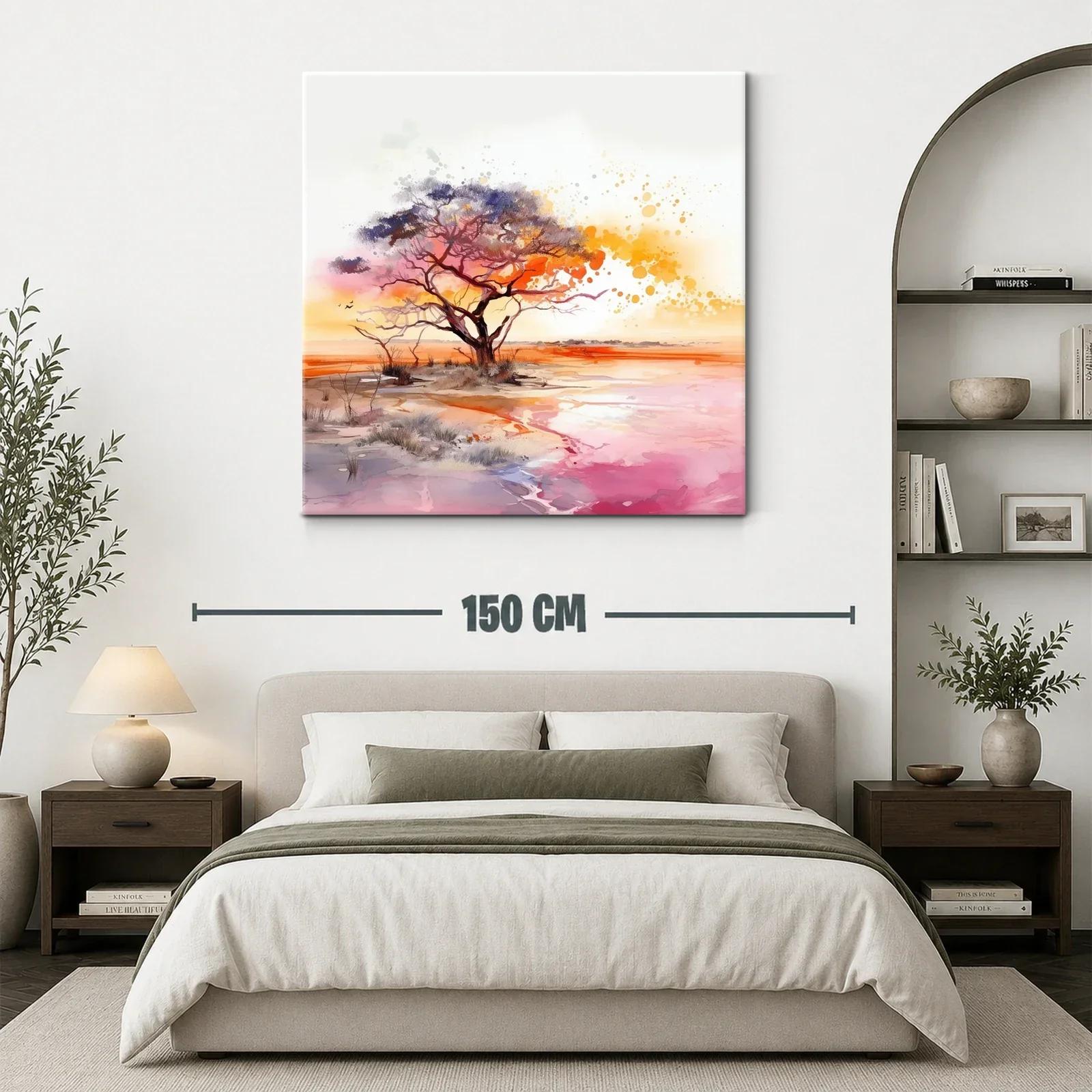 Atardecer vibrante con árbol en paisaje sereno — miniatura 3