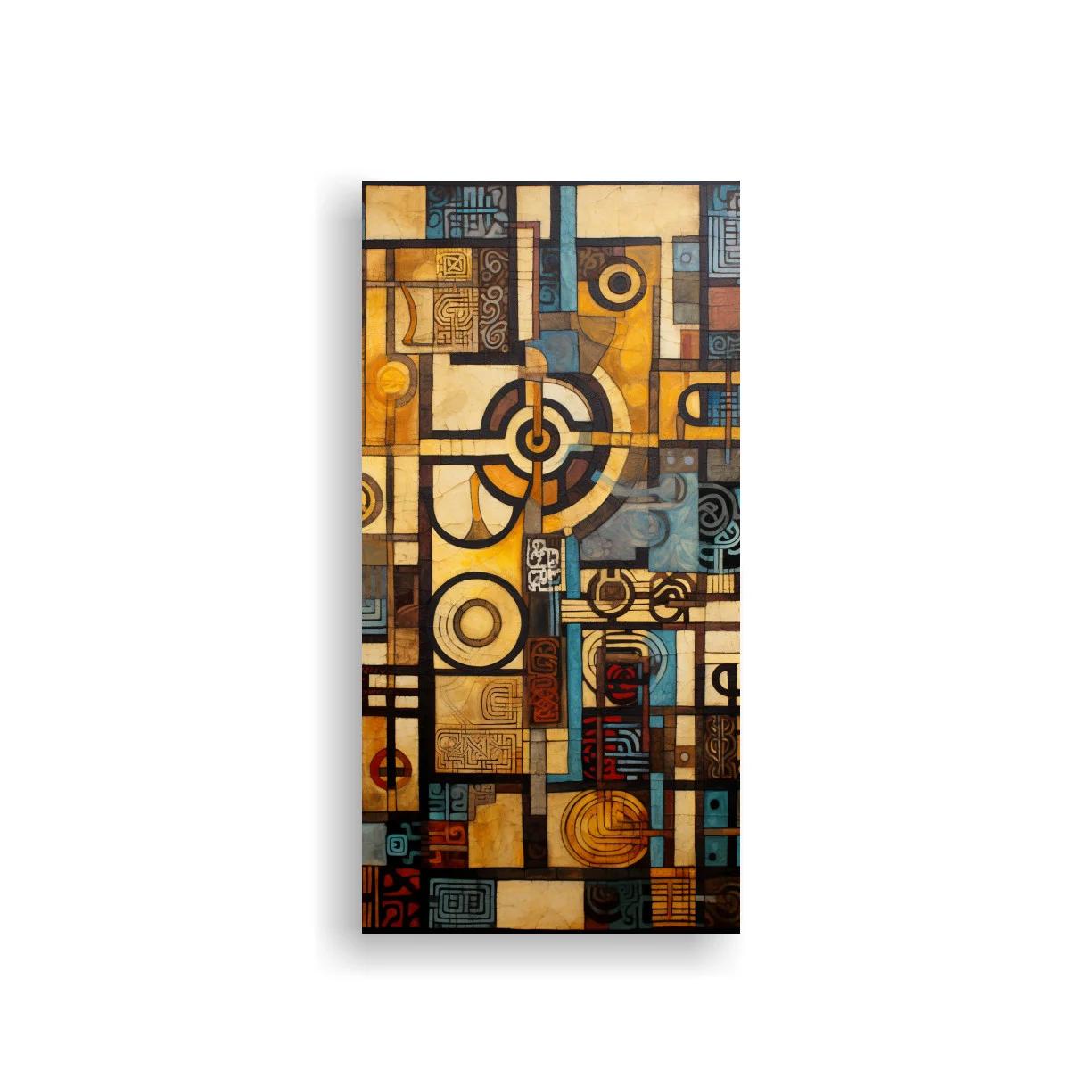 Cuadro geométrico de anillos y dianas en mosaico