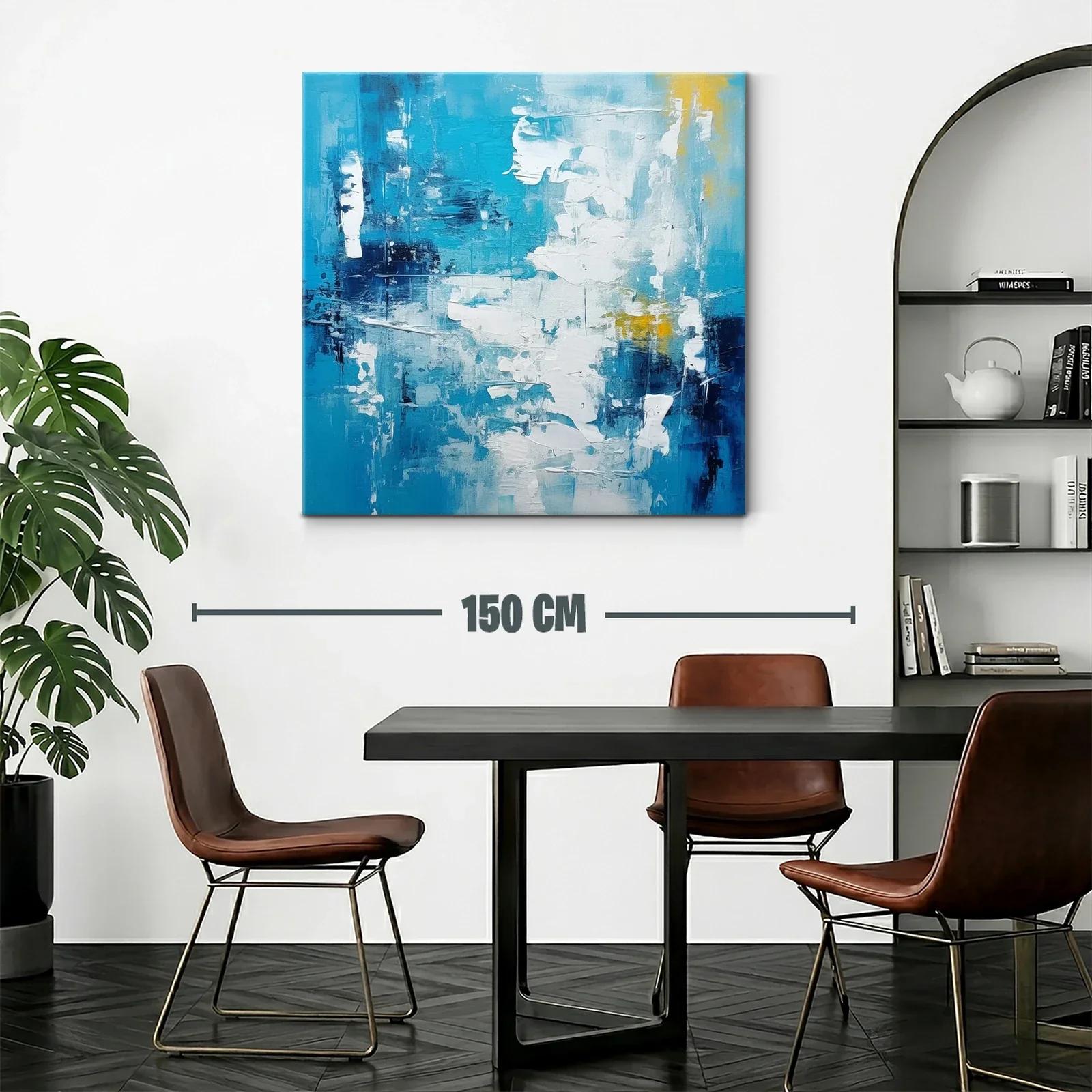Cuadro abstracto con tonos azules y blancos vibrantes — miniatura 2