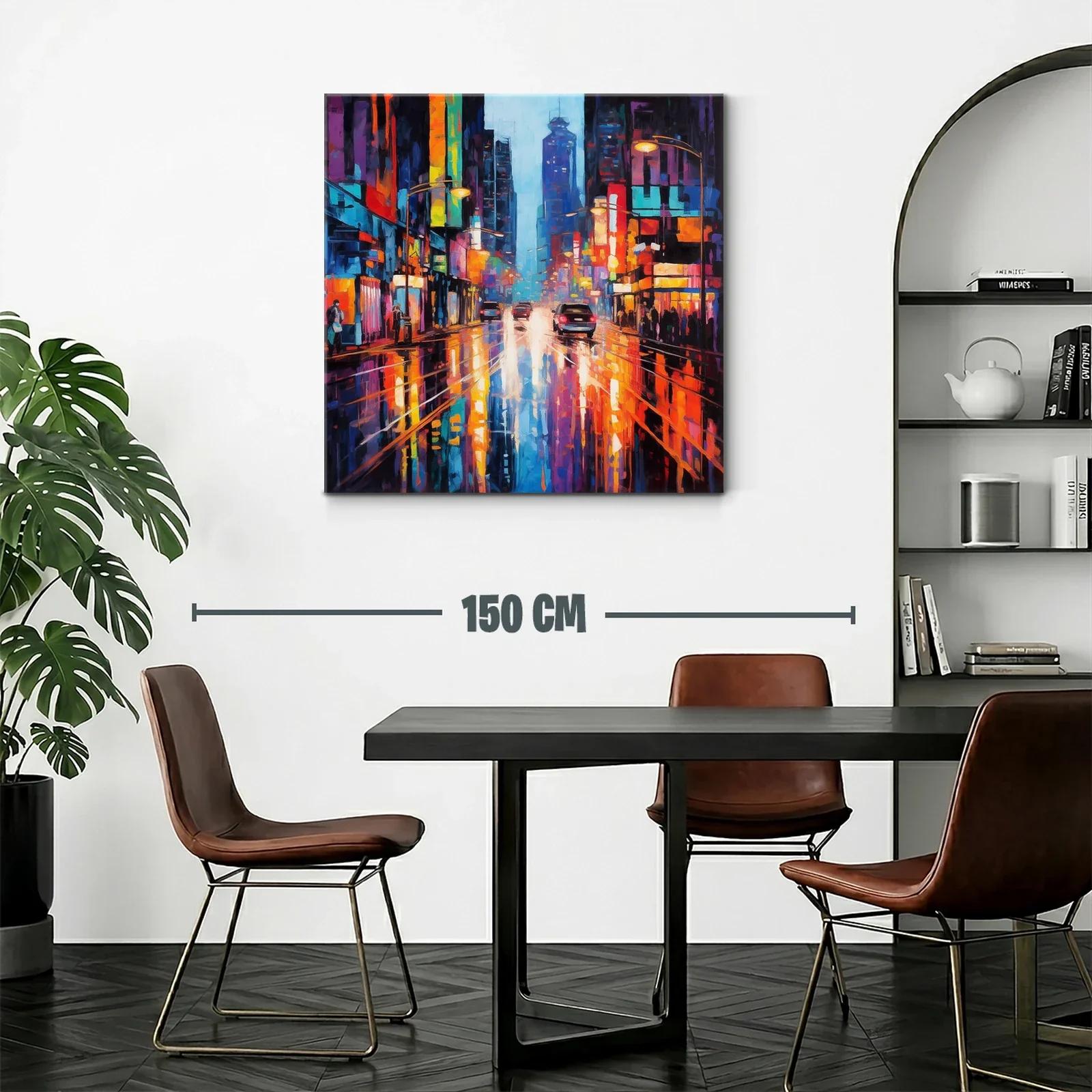 Ciudad vibrante con reflejos de luces de neón — miniatura 2