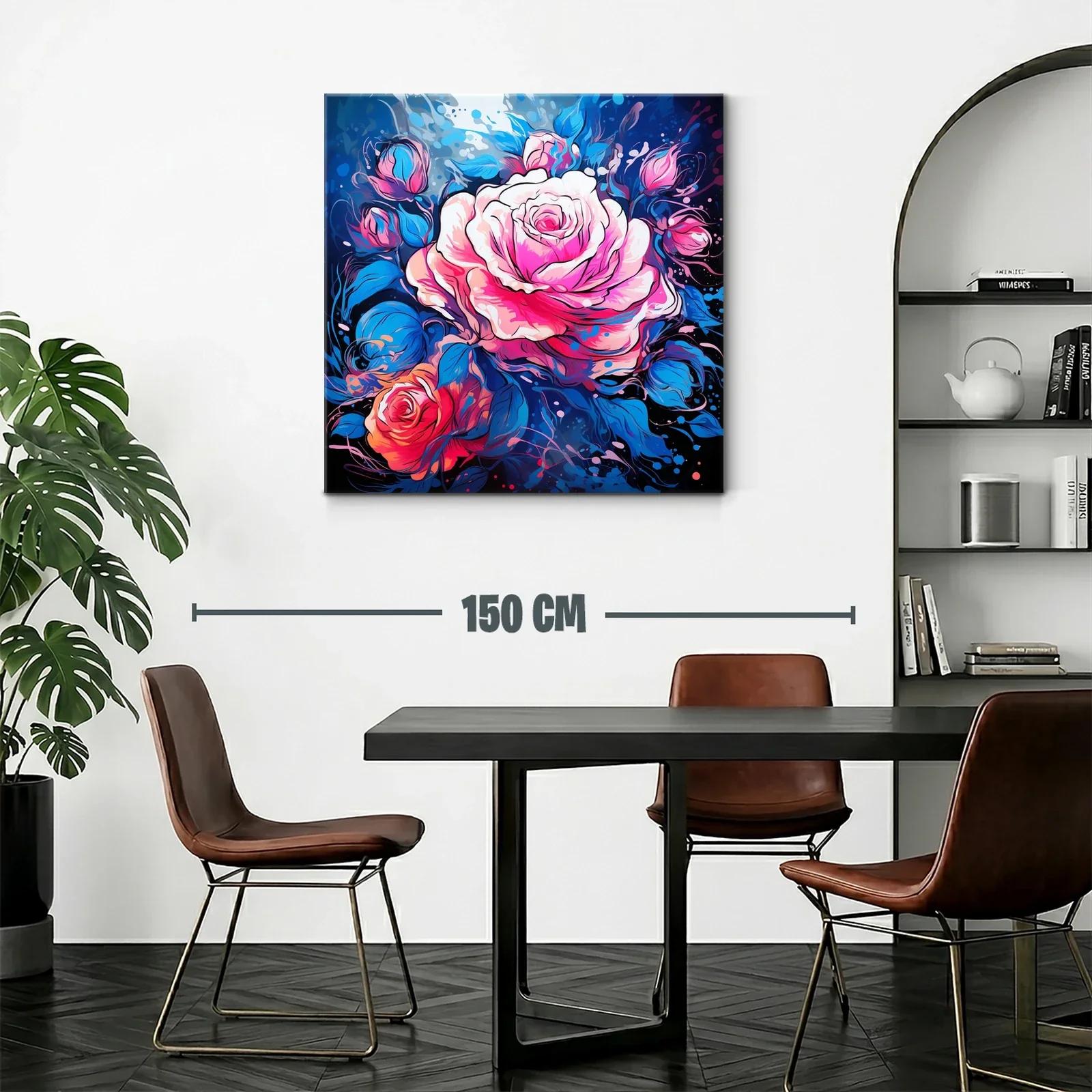 Rosas vibrantes con contrastes de azul intenso y rosa — miniatura 2