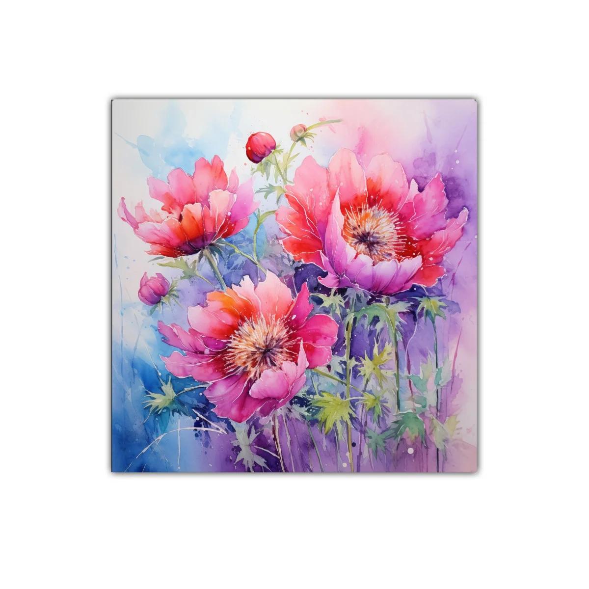 Cuadro de flores vibrantes en tonos rosas y morados — imagen principal