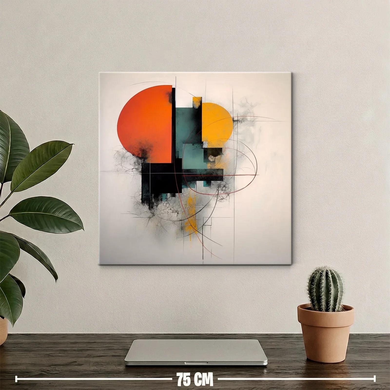Cuadro abstracto con formas geométricas en tonos cálidos — miniatura 2