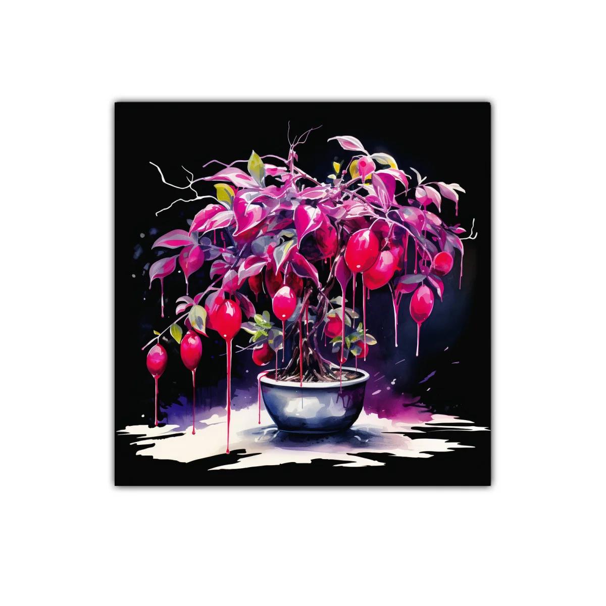 Cuadro decorativo de árbol frutal con frutos rojos vibrantes — imagen principal