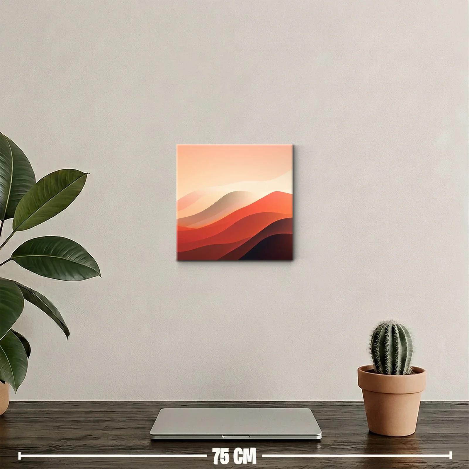 Cuadro decorativo de paisaje abstracto con tonos cálidos — miniatura 2