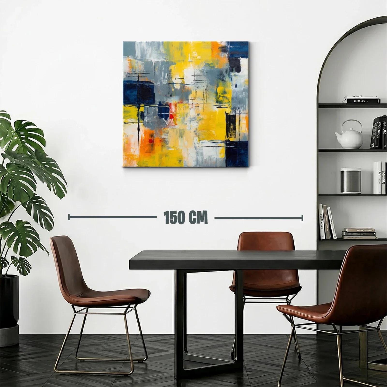 Cuadro abstracto con tonos cálidos y gráficos dinámicos — miniatura 2