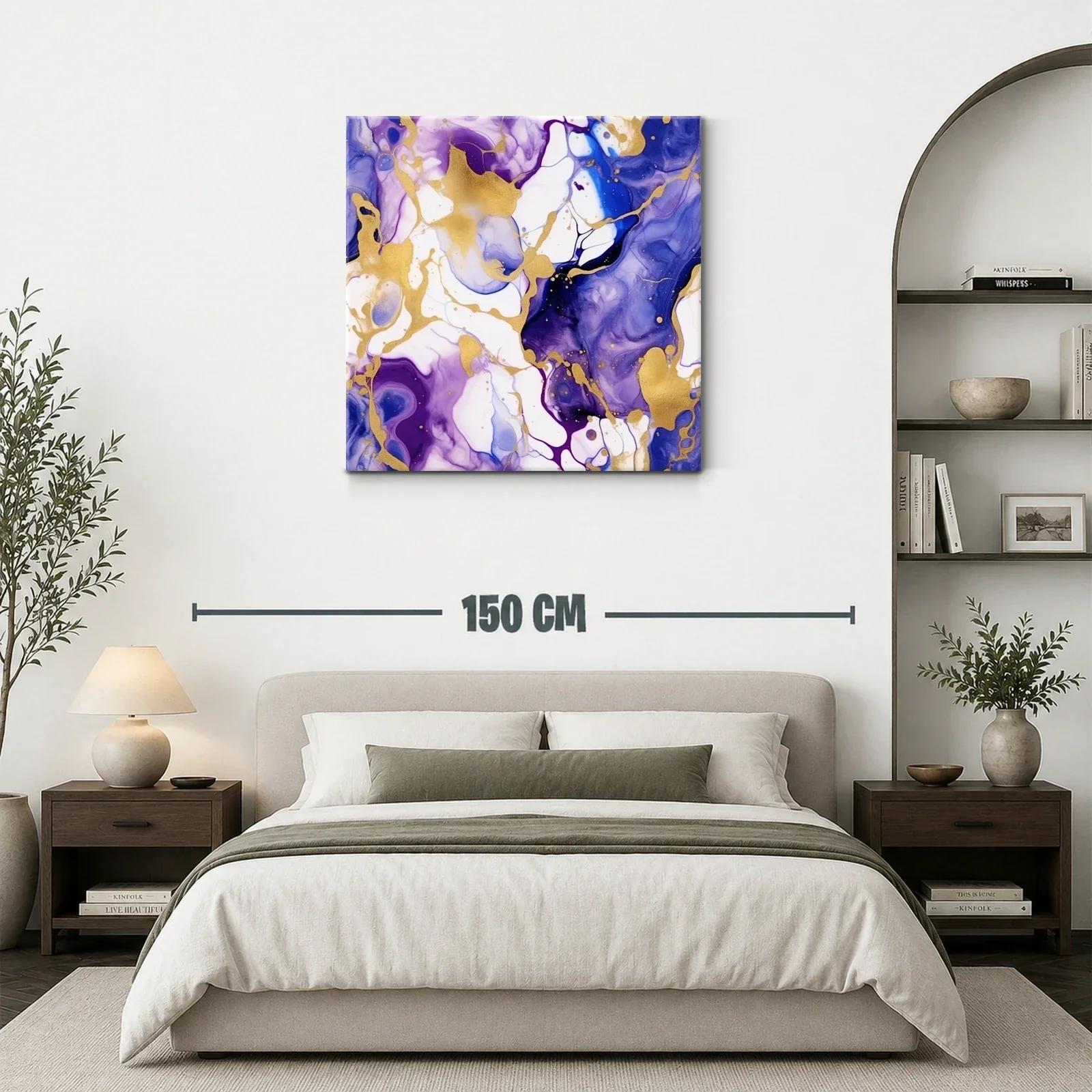 Composición abstracta en tonos violetas y dorados vibrantes — miniatura 3