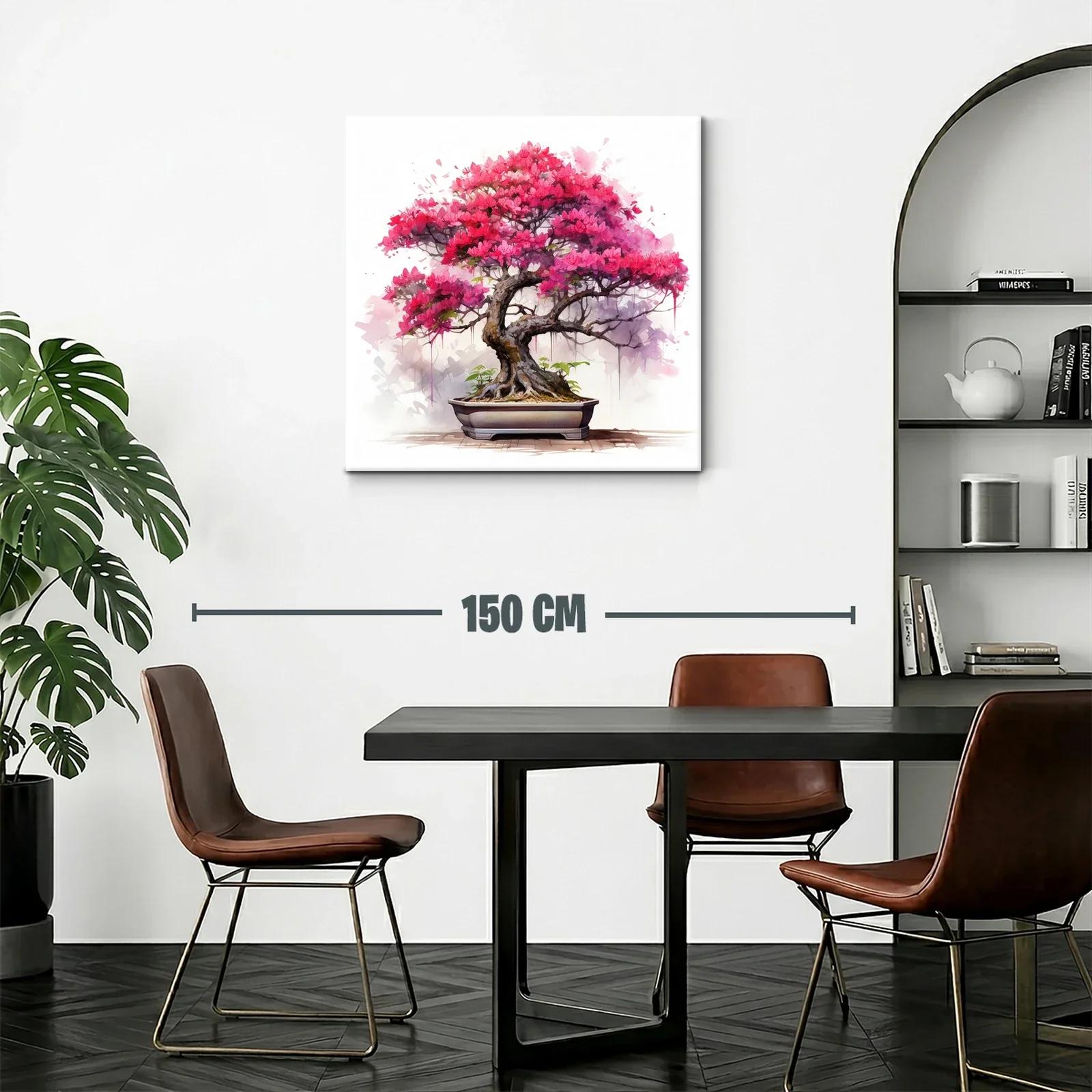 Cuadro con árbol bonsái en vibrantes tonos rosas y morados — miniatura 2
