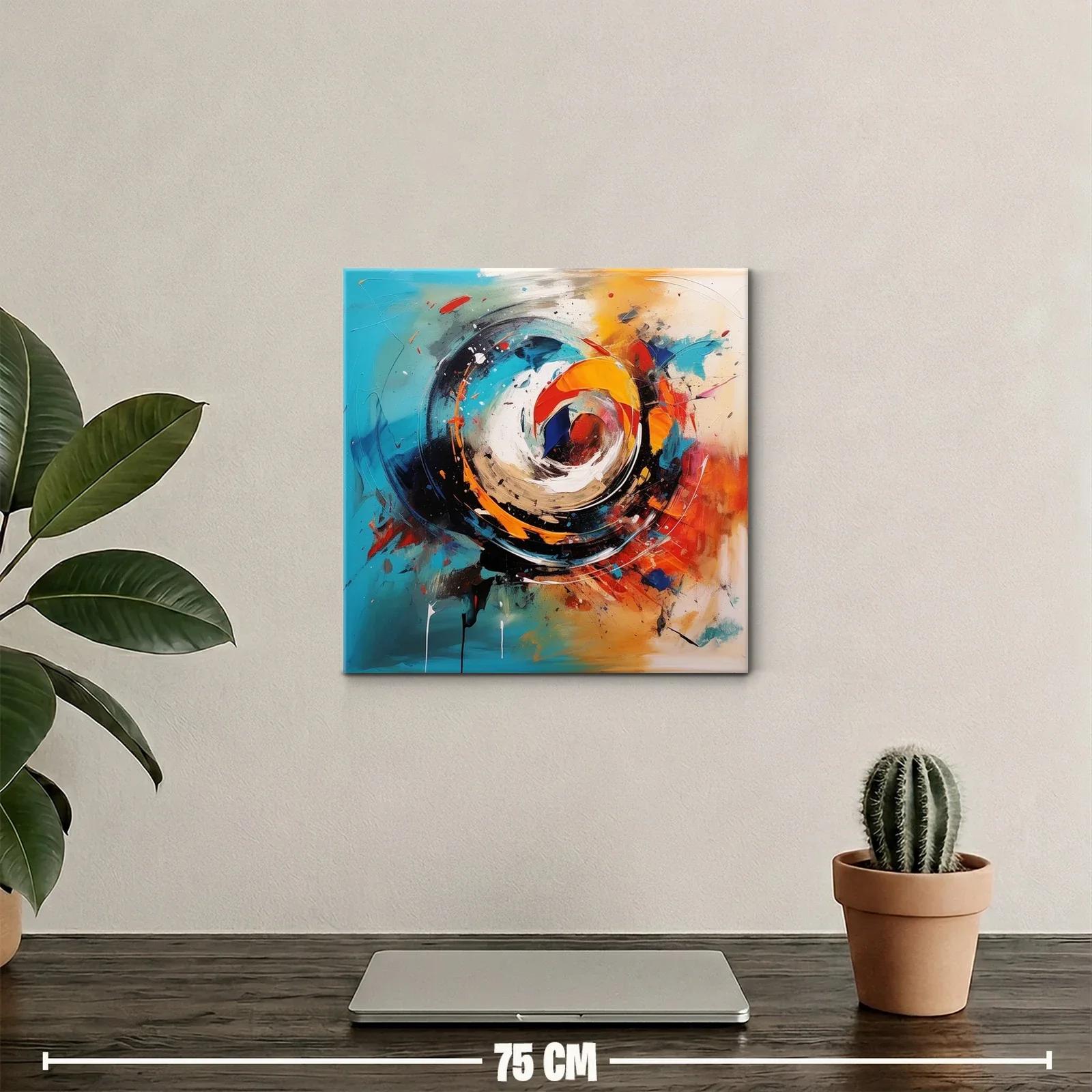 Cuadro abstracto con remolinos en tonos vibrantes y cálidos — miniatura 2
