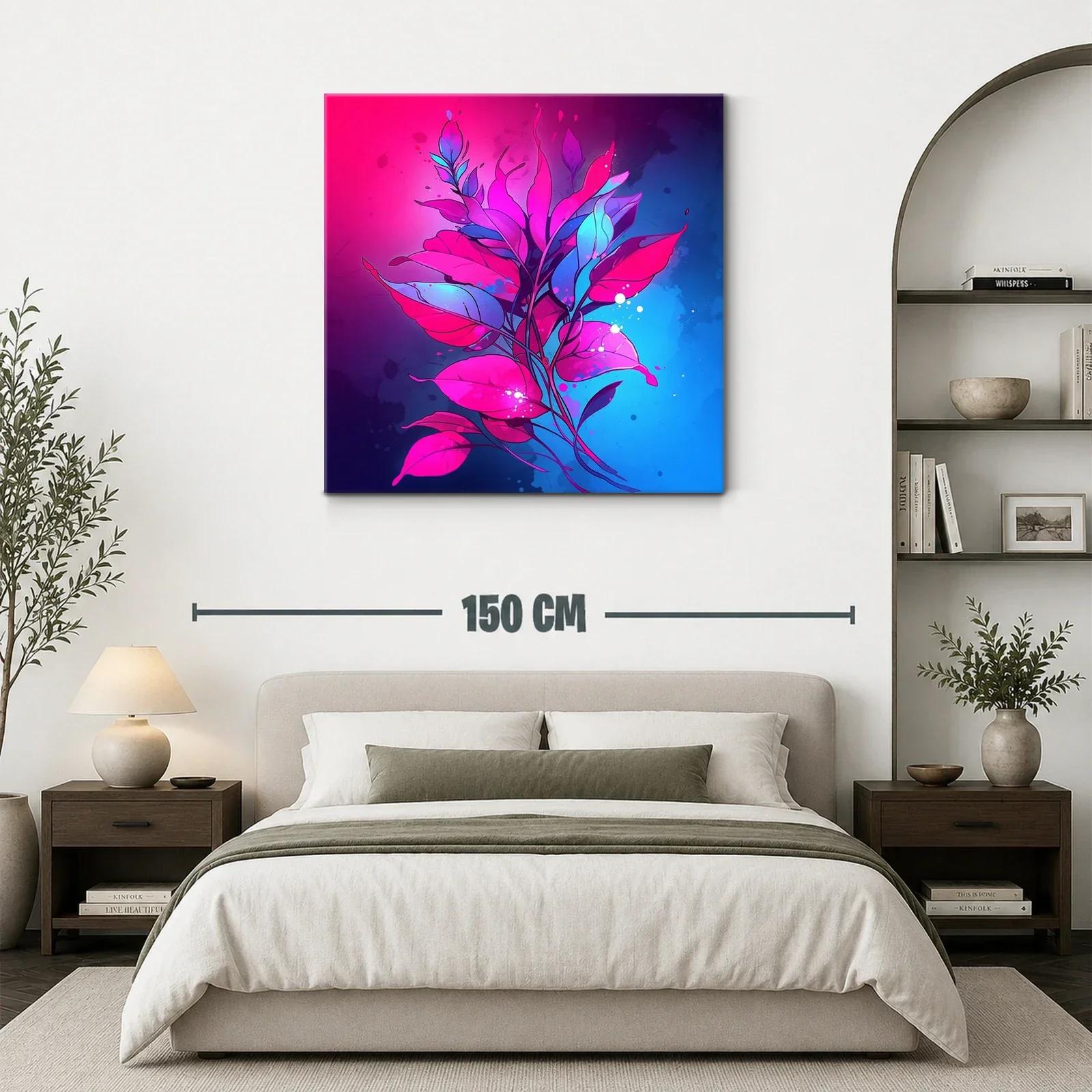 Composición vibrante de hojas en tonos fucsia y azul — miniatura 3